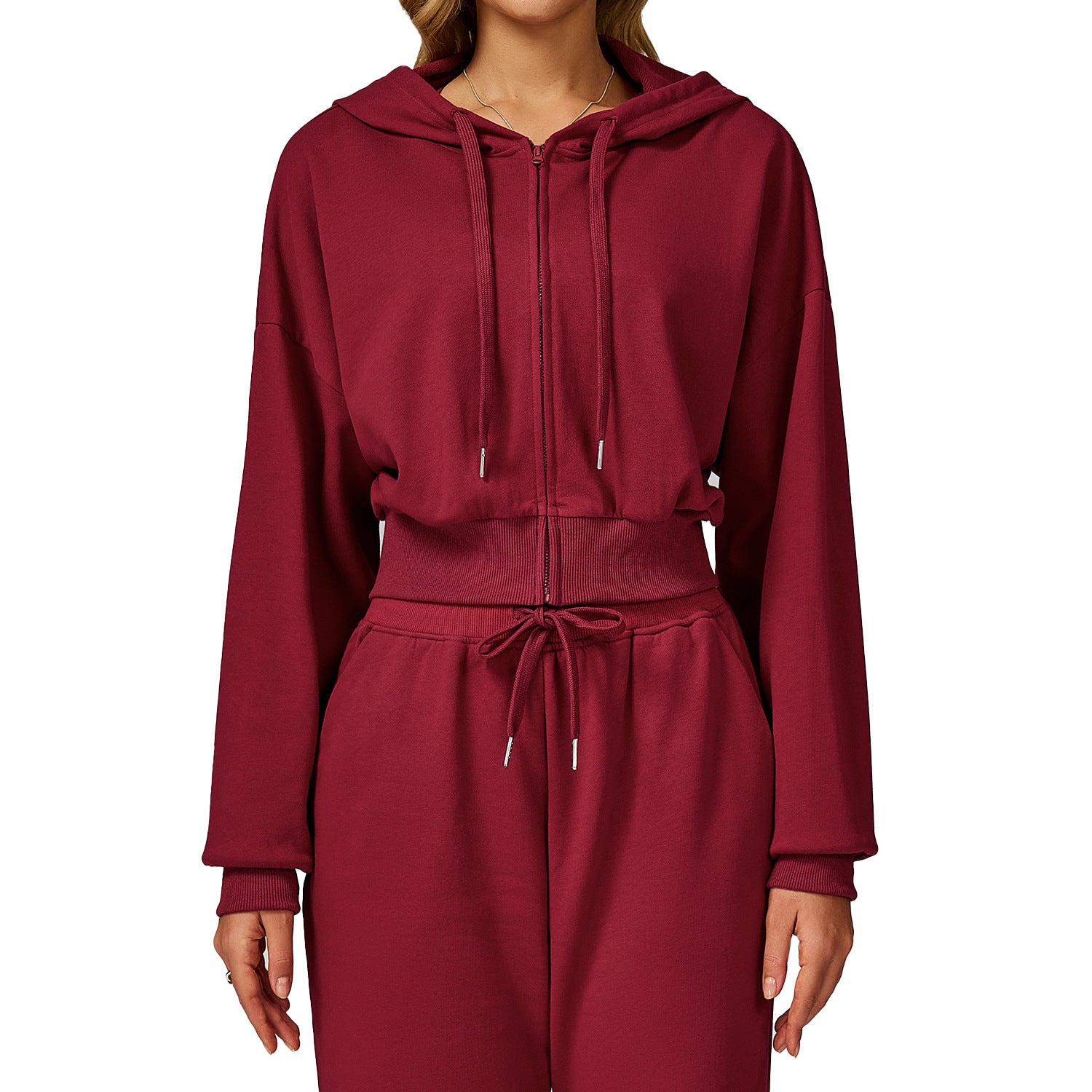 Women’s Cropped Zip-Up Hooded Sweatshirt