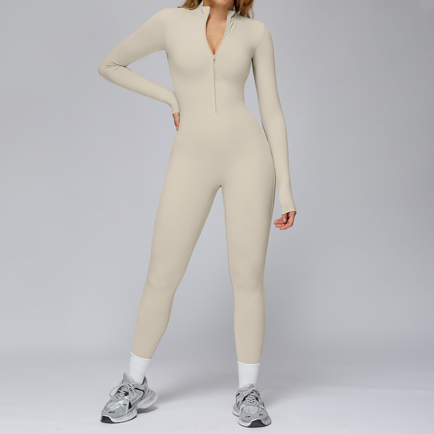 Women’s Thermal Long Sleeve Half-Zip Bodysuit (450G)