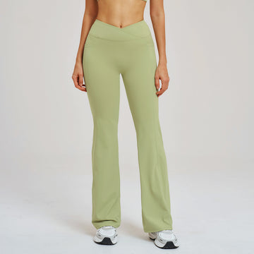 Women’s High-Waisted Crossover Waist Flared Yoga Pants