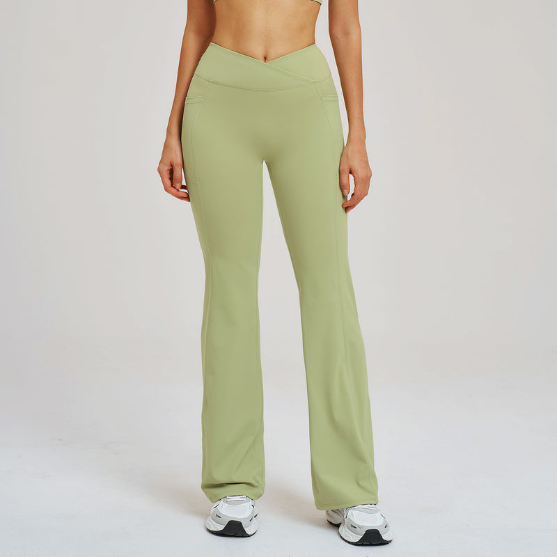 Women’s High-Waisted Crossover Waist Flared Yoga Pants
