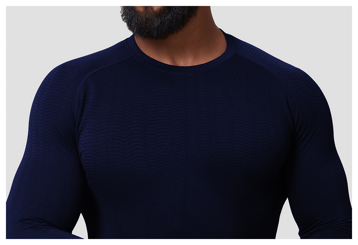 Men’s Seamless Jacquard Quick-Dry Long Sleeve Training T-Shirt