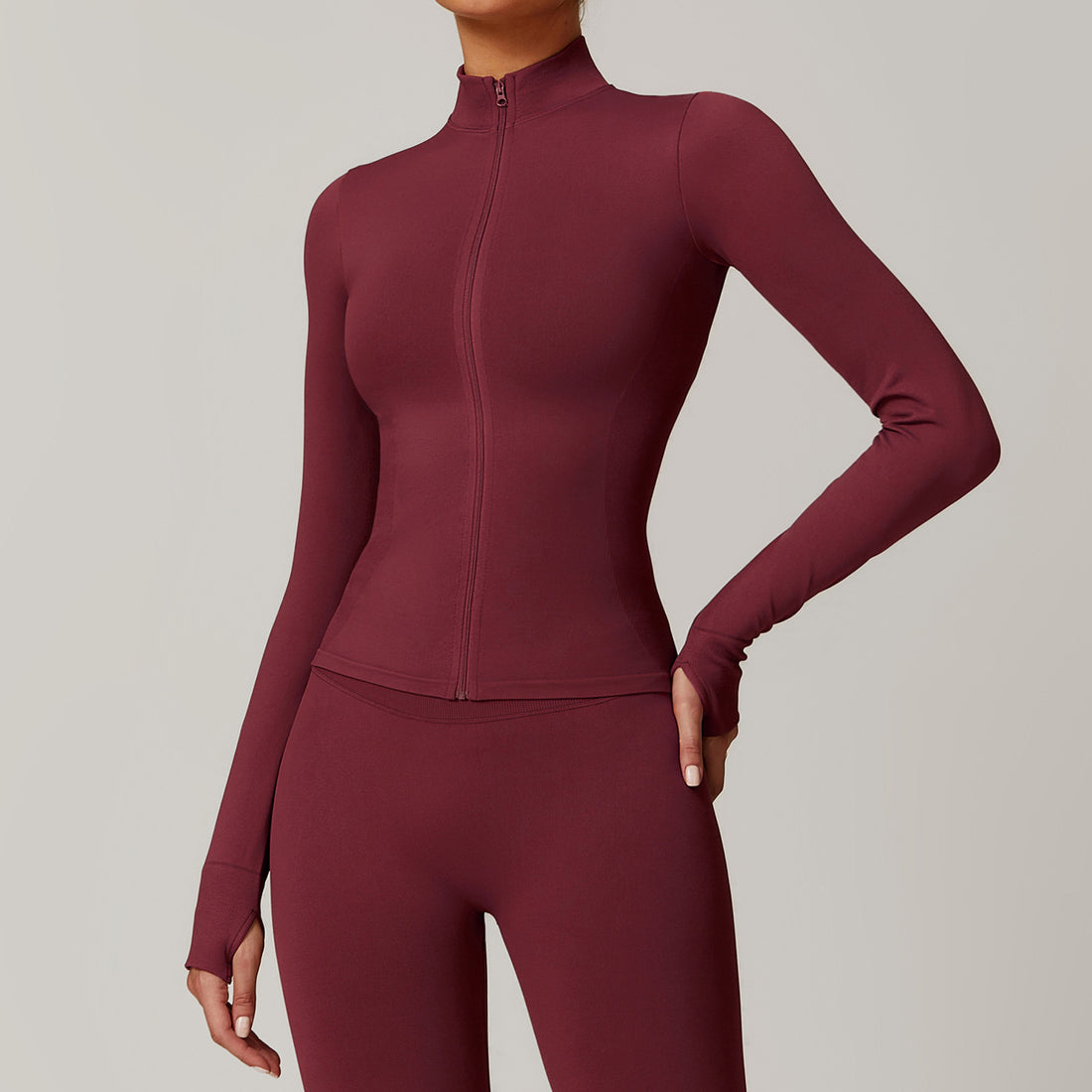 Women’s Seamless Stand Collar Zip-Up Sports Jacket