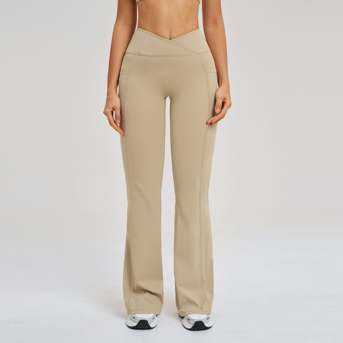 Women’s High-Waisted Crossover Waist Flared Yoga Pants