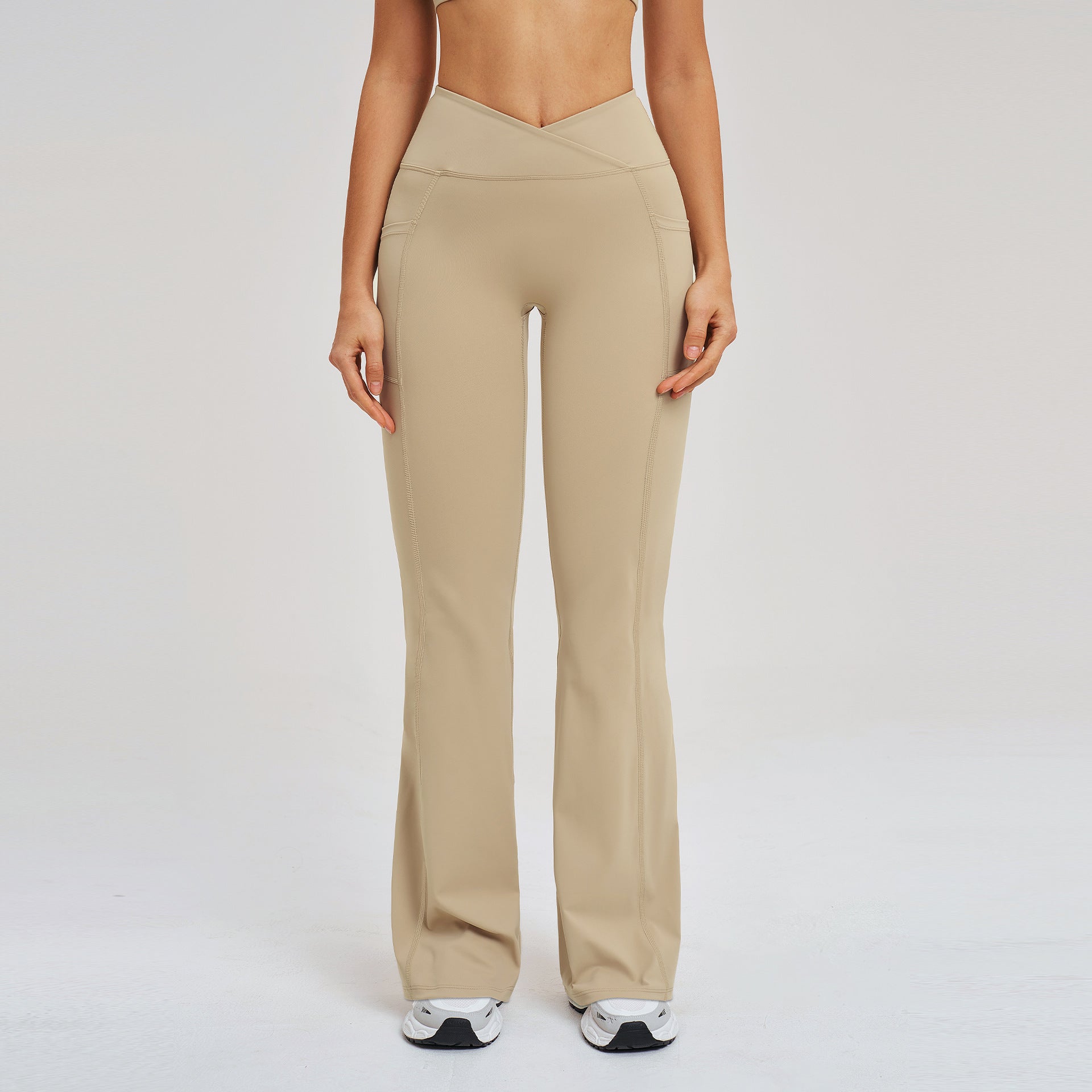 Women’s High-Waisted Crossover Waist Flared Yoga Pants