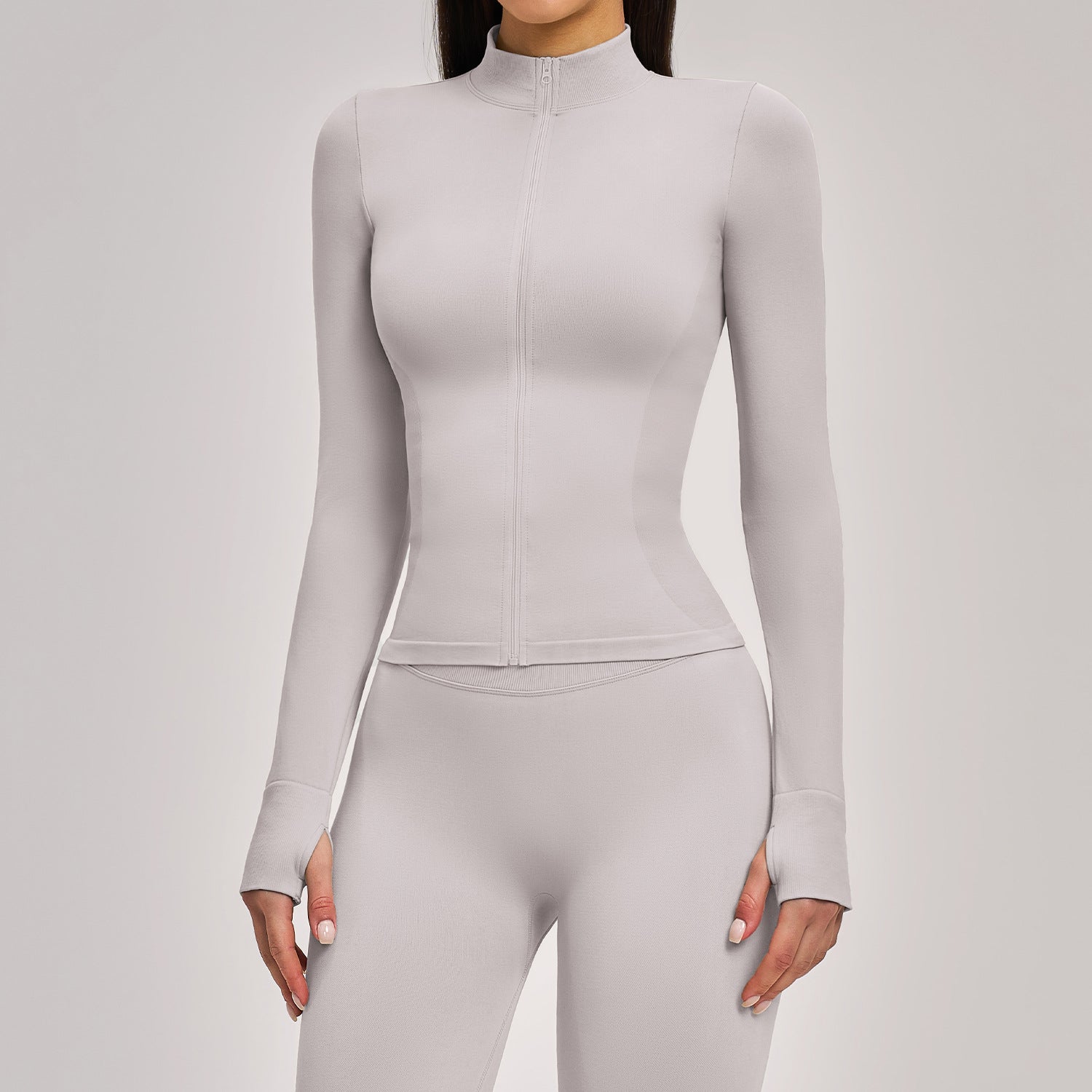 Women’s Seamless Stand Collar Zip-Up Sports Jacket