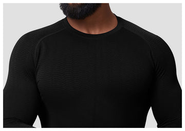 Men’s Seamless Jacquard Quick-Dry Long Sleeve Training T-Shirt