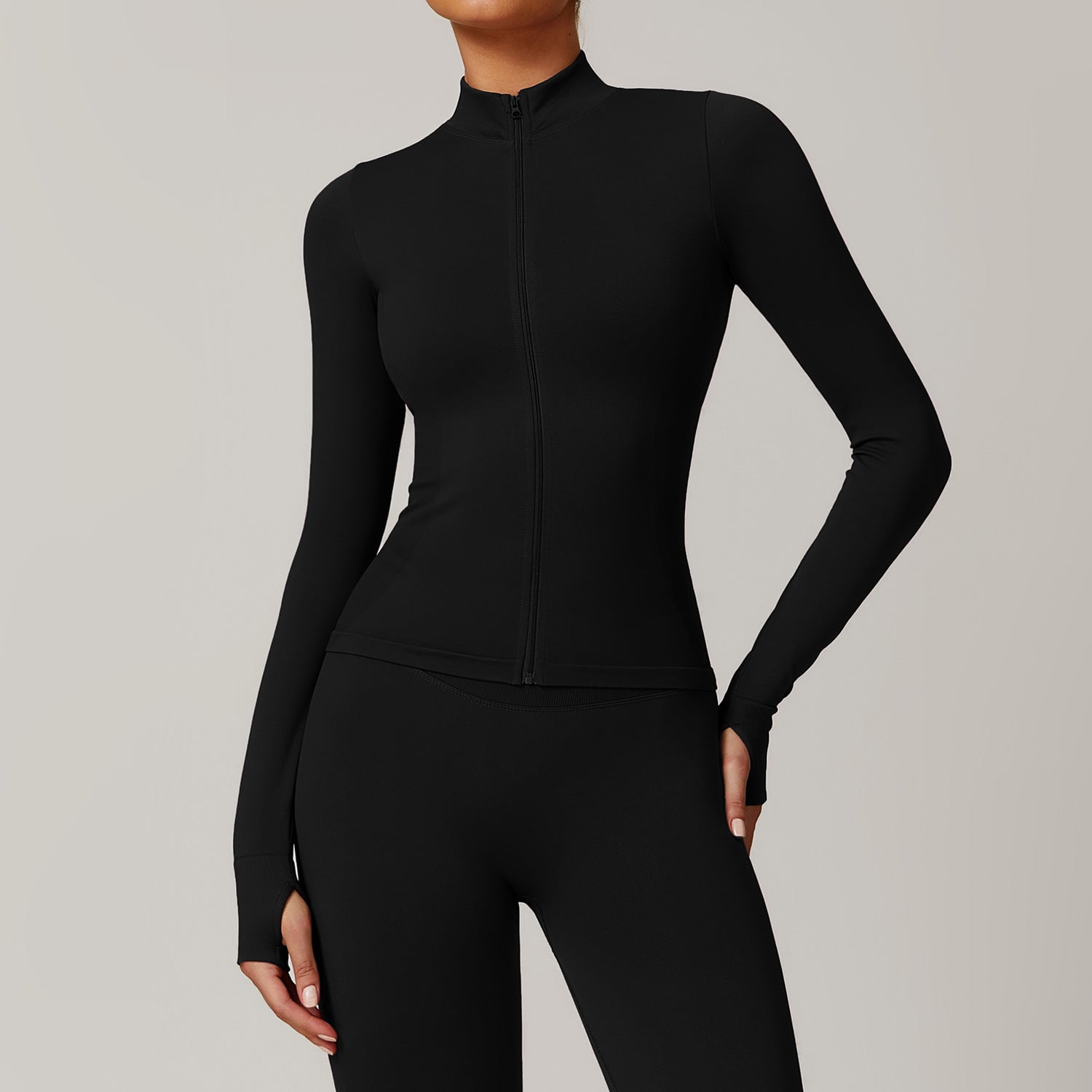 Women’s Seamless Stand Collar Zip-Up Sports Jacket