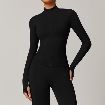 Women’s Seamless Stand Collar Zip-Up Sports Jacket
