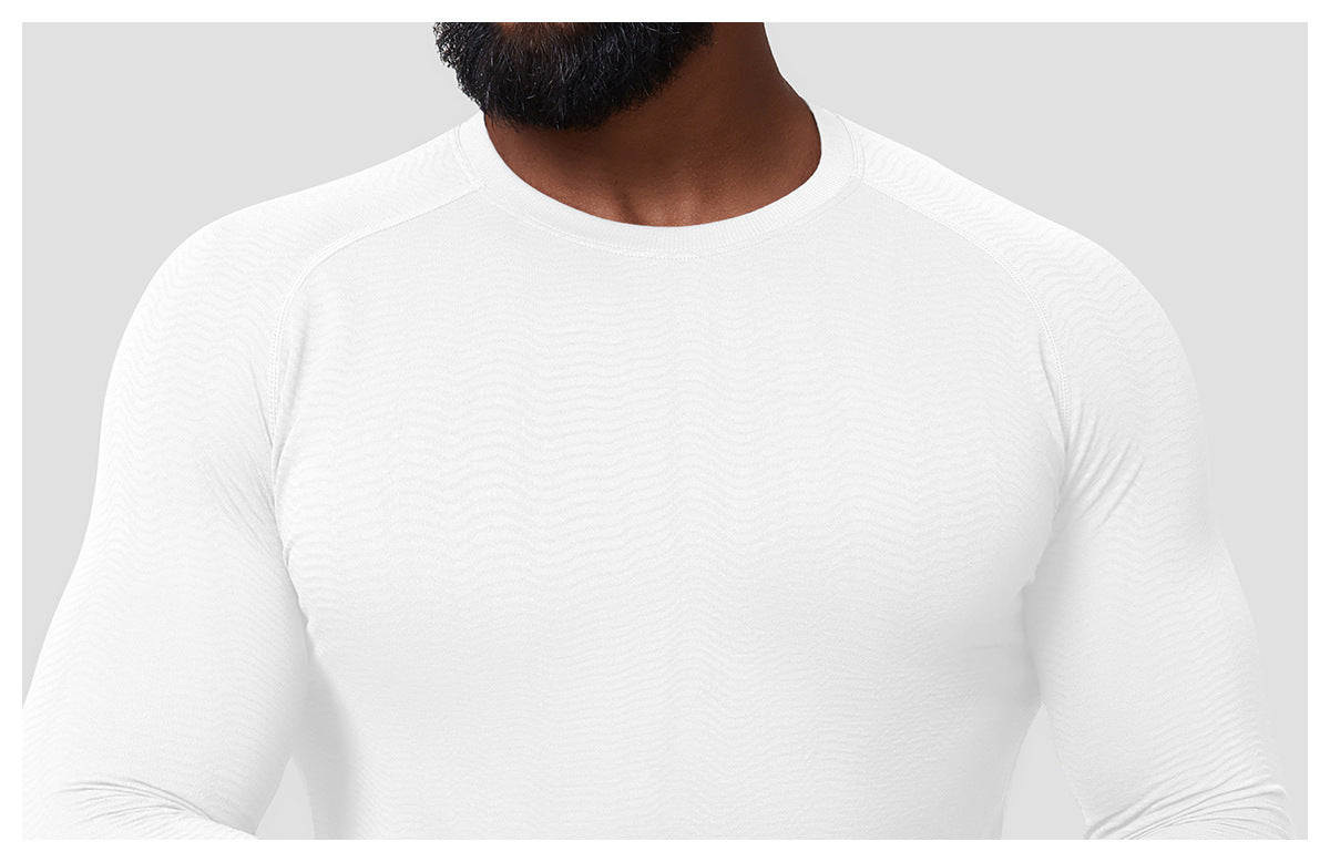 Men’s Seamless Jacquard Quick-Dry Long Sleeve Training T-Shirt
