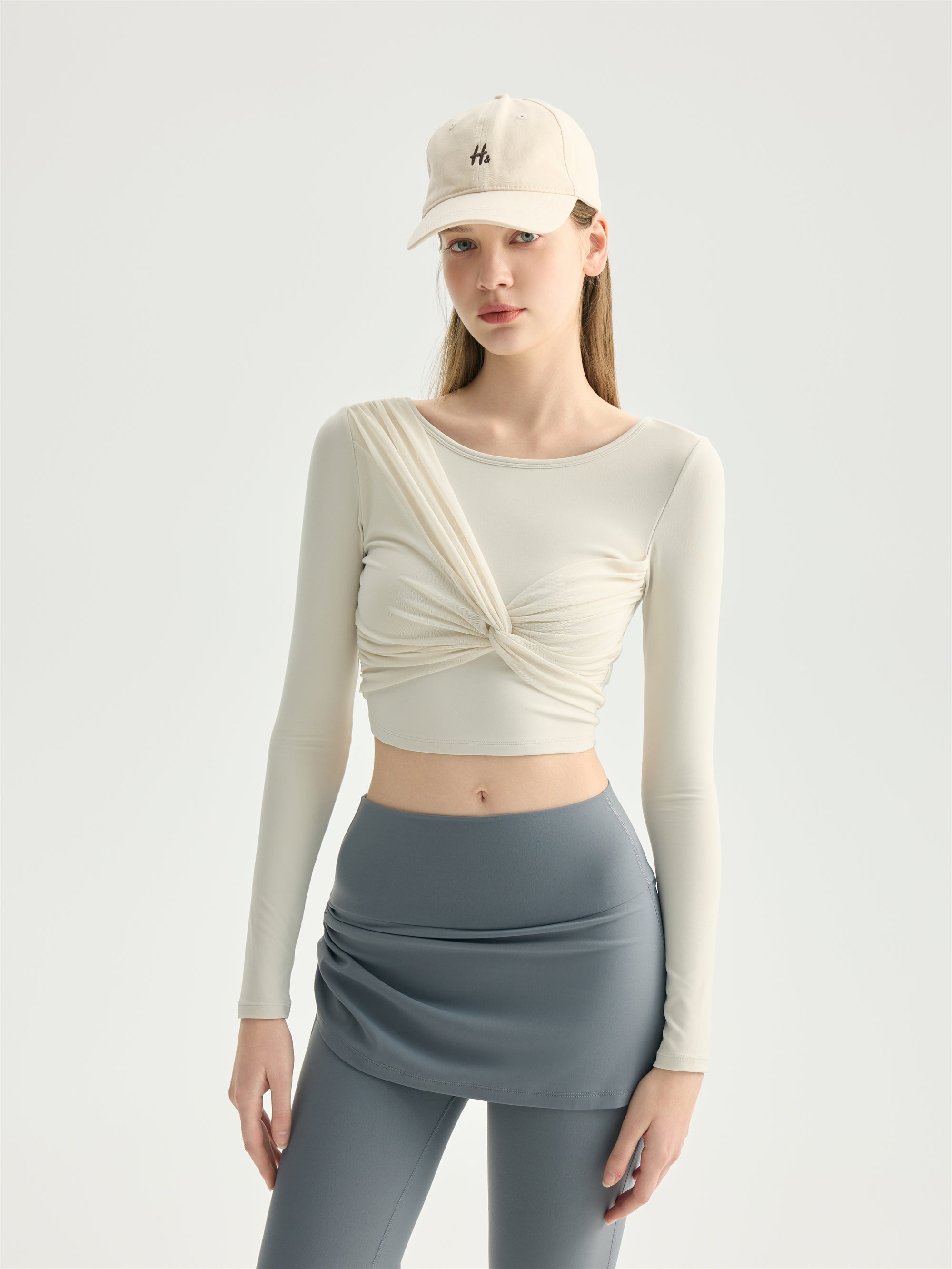 Twist Front Long Sleeve Crop