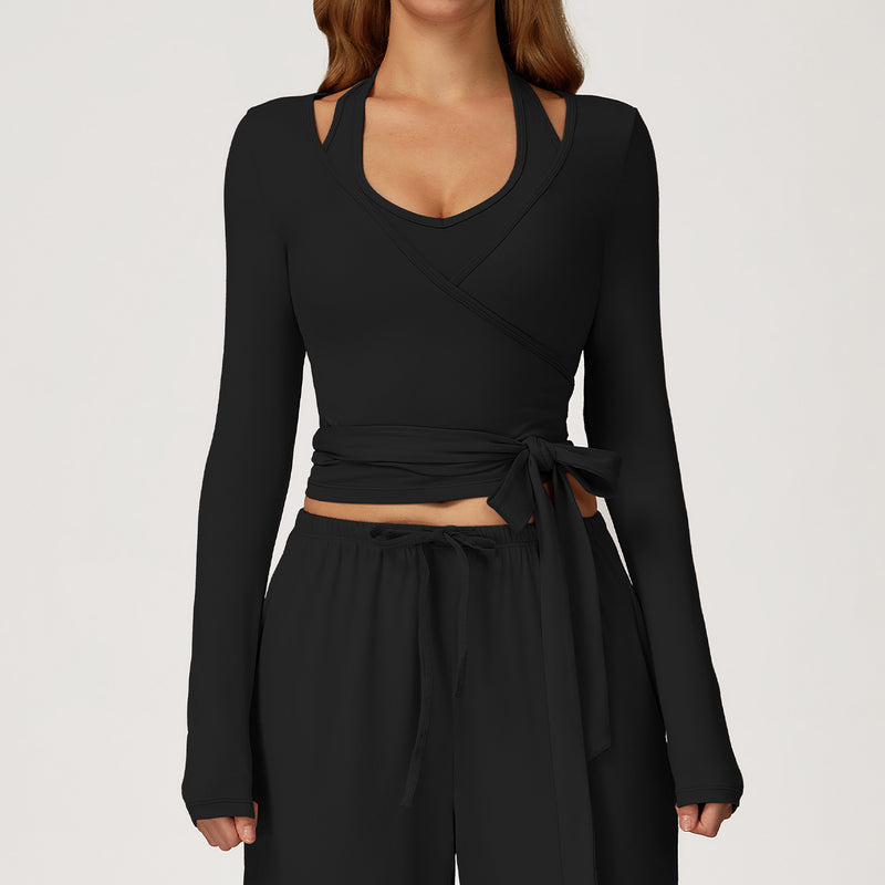 Women’s Wrap Tie Long Sleeve Yoga Top