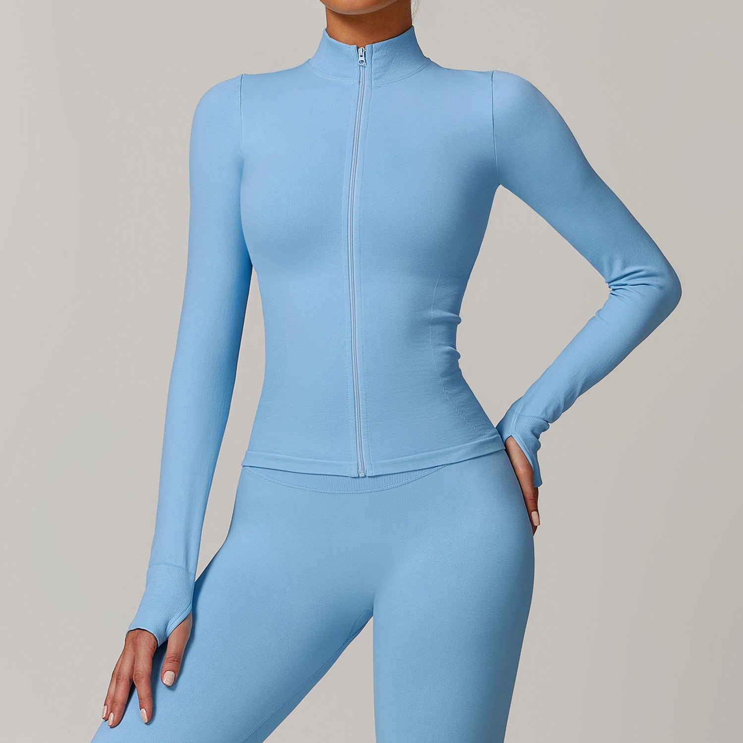 Women’s Seamless Stand Collar Zip-Up Sports Jacket