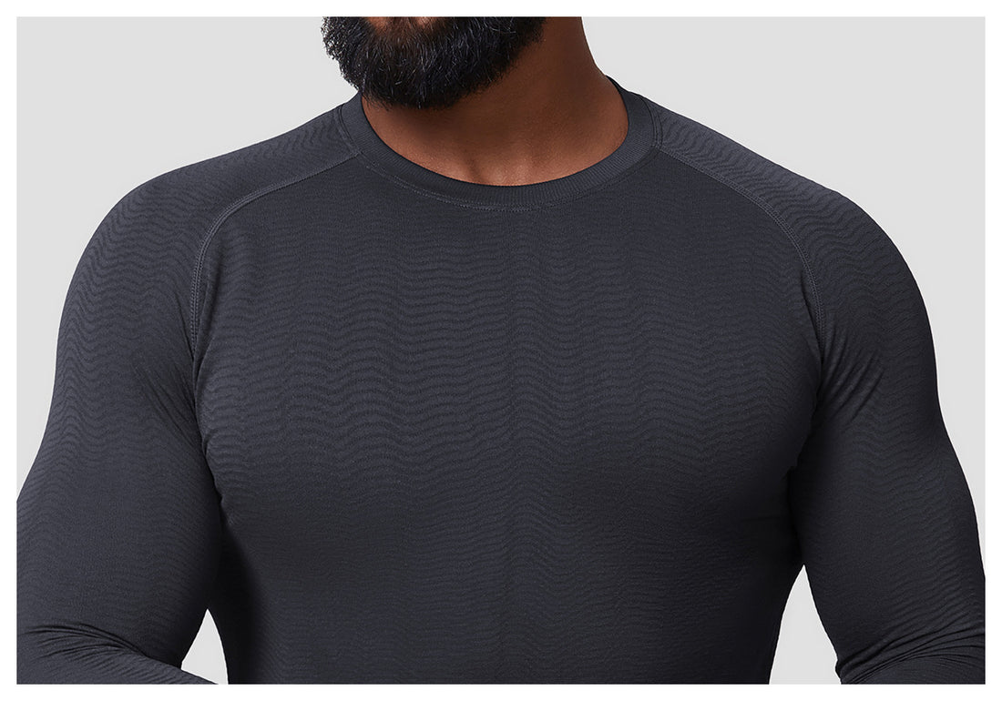 Men’s Seamless Jacquard Quick-Dry Long Sleeve Training T-Shirt