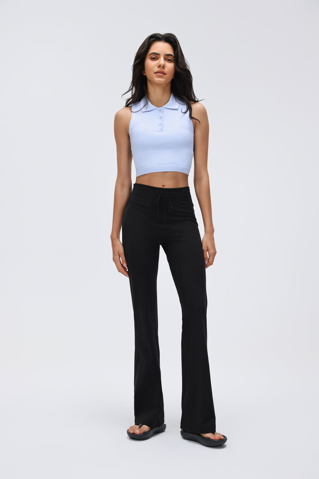 High-waist Flared Pants Drawstring