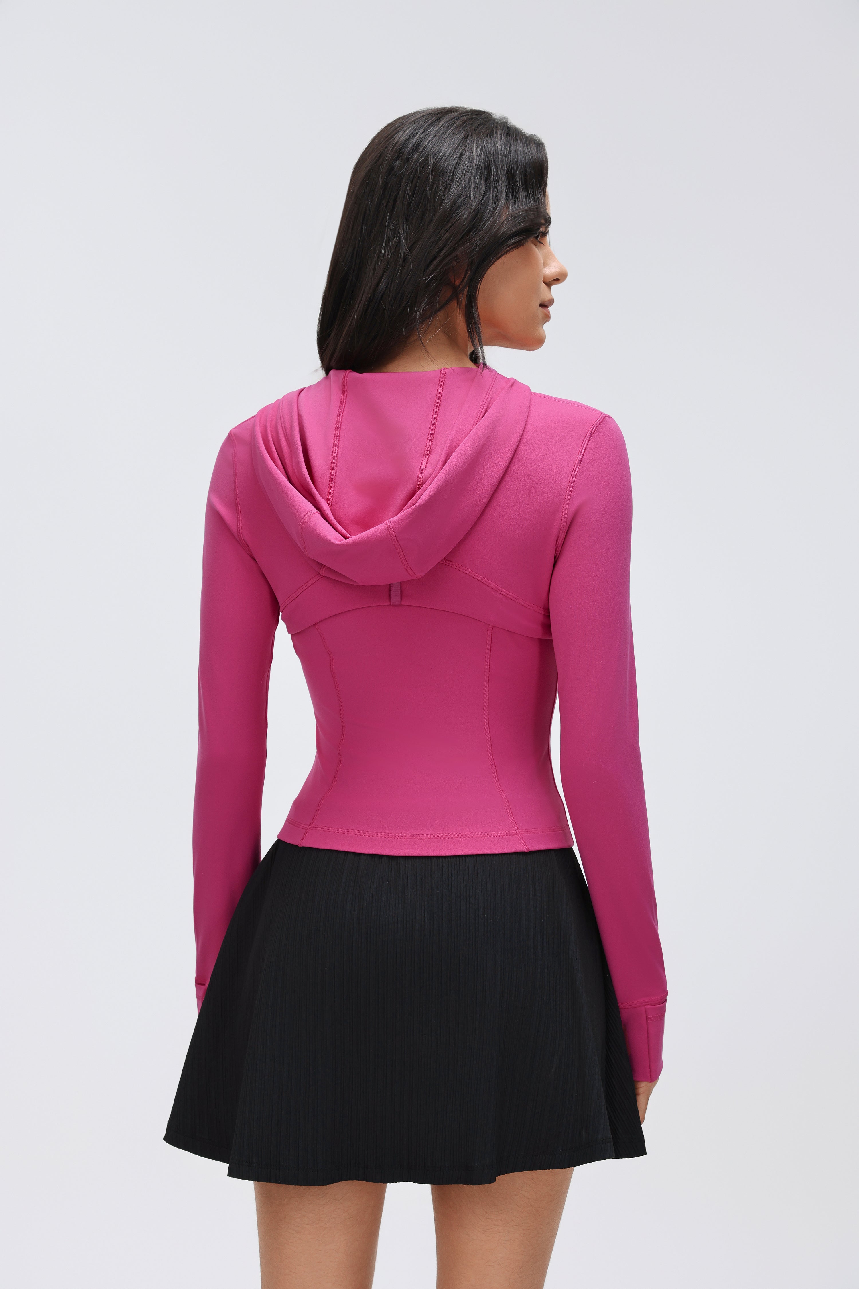 Women's DF Slim-fit Jacket Hooded/Cardigan Color-matched Zipper