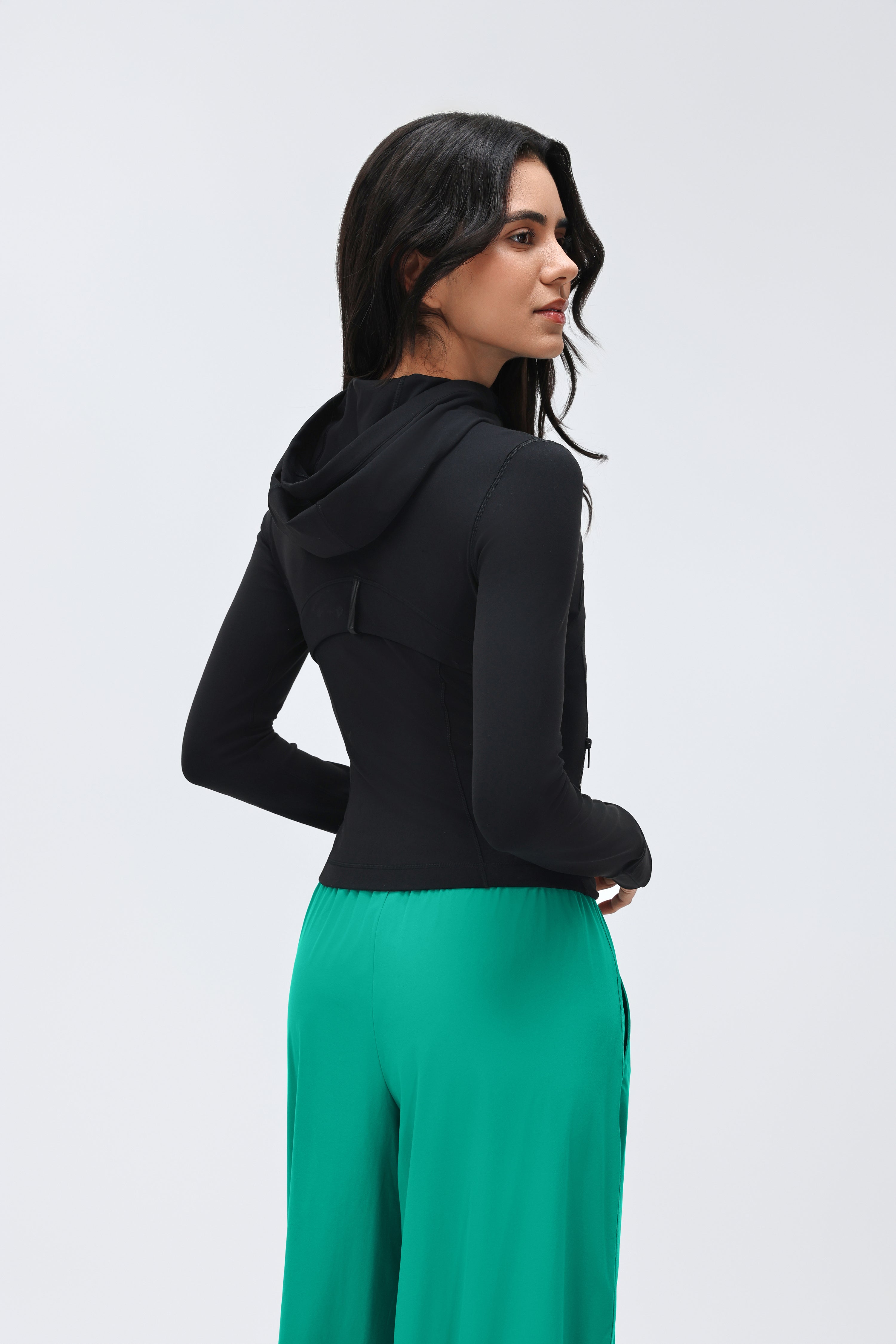 Women's DF Slim-fit Jacket Hooded/Cardigan Color-matched Zipper