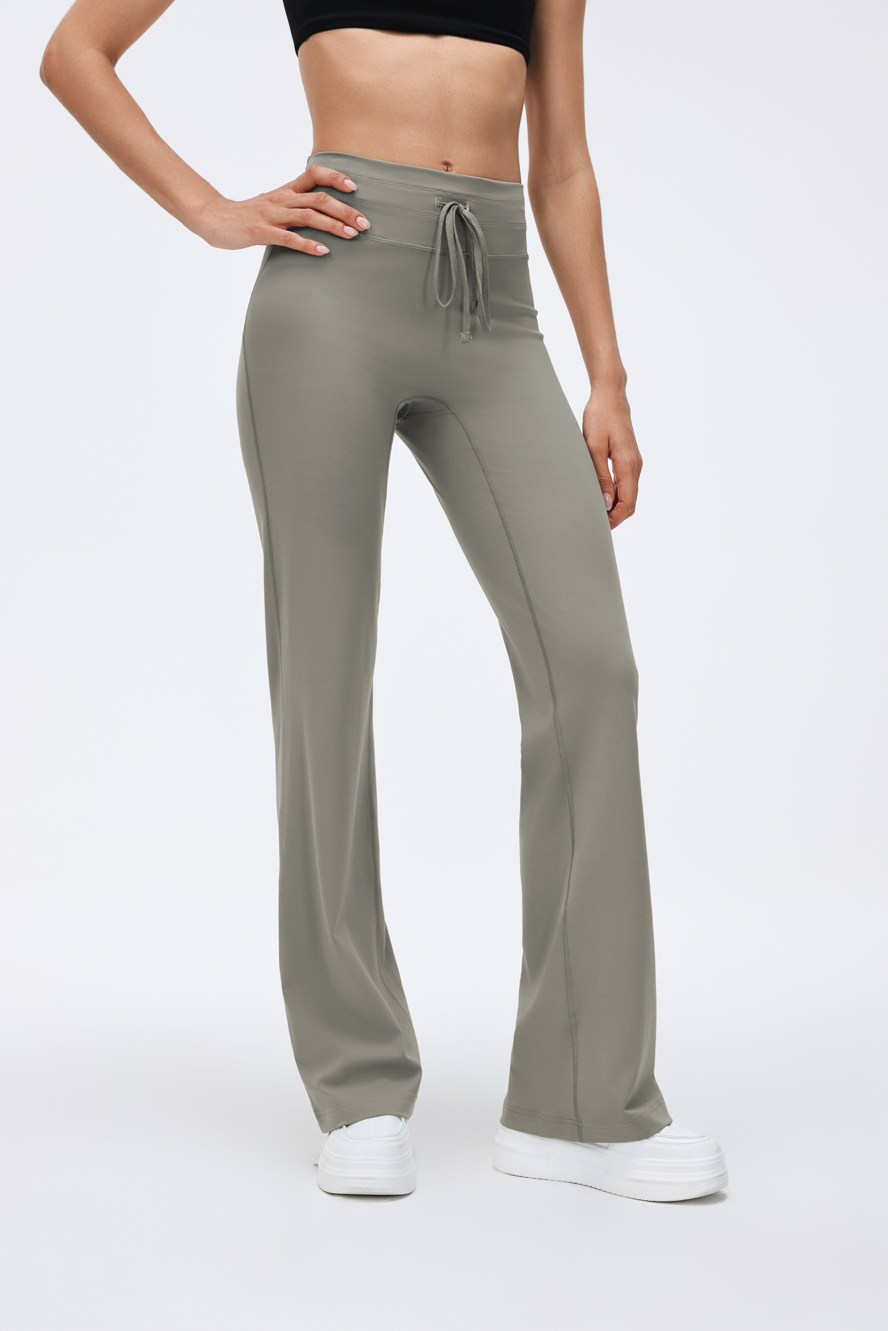 High-waist Flared Pants Drawstring