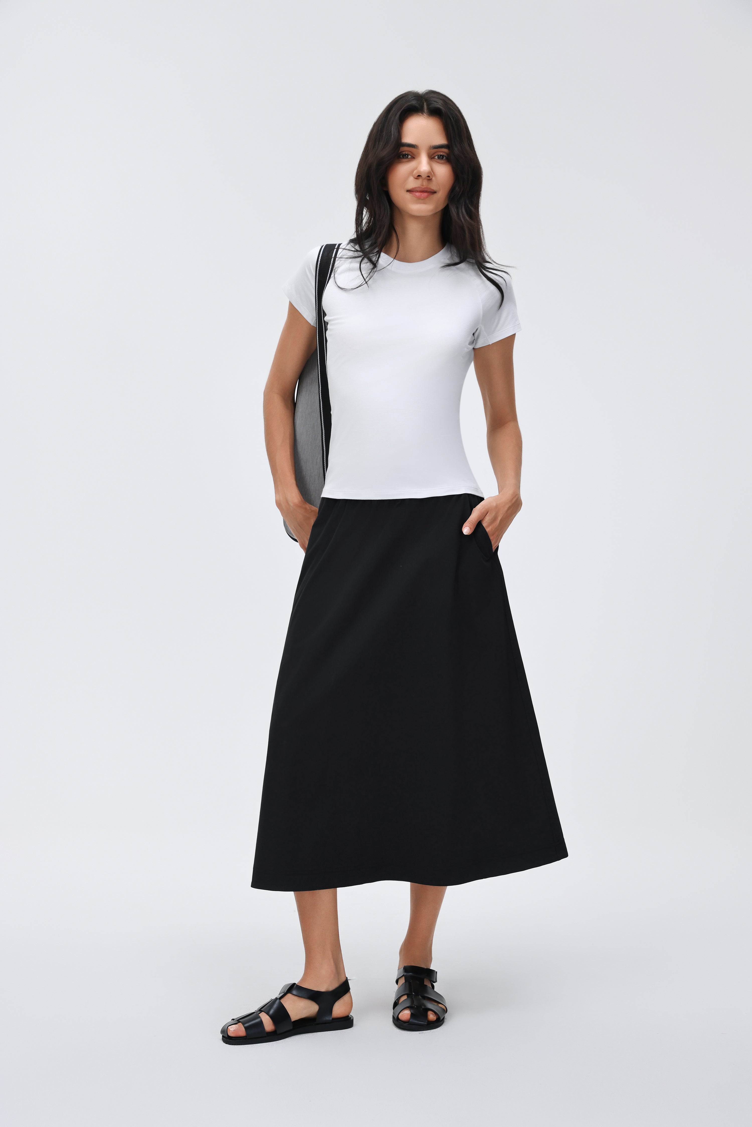 Waist Pleated Midi Skirt