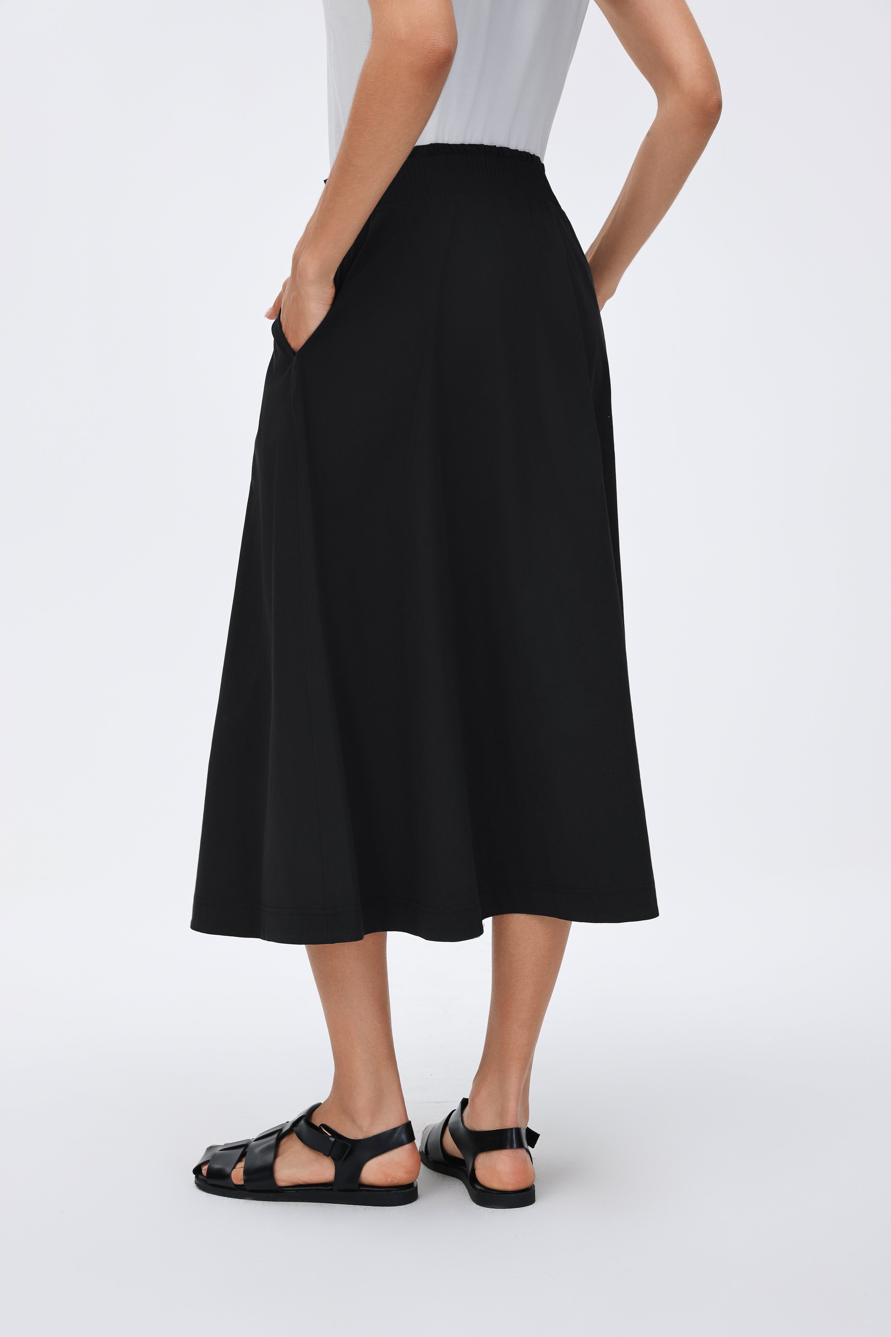 Waist Pleated Midi Skirt