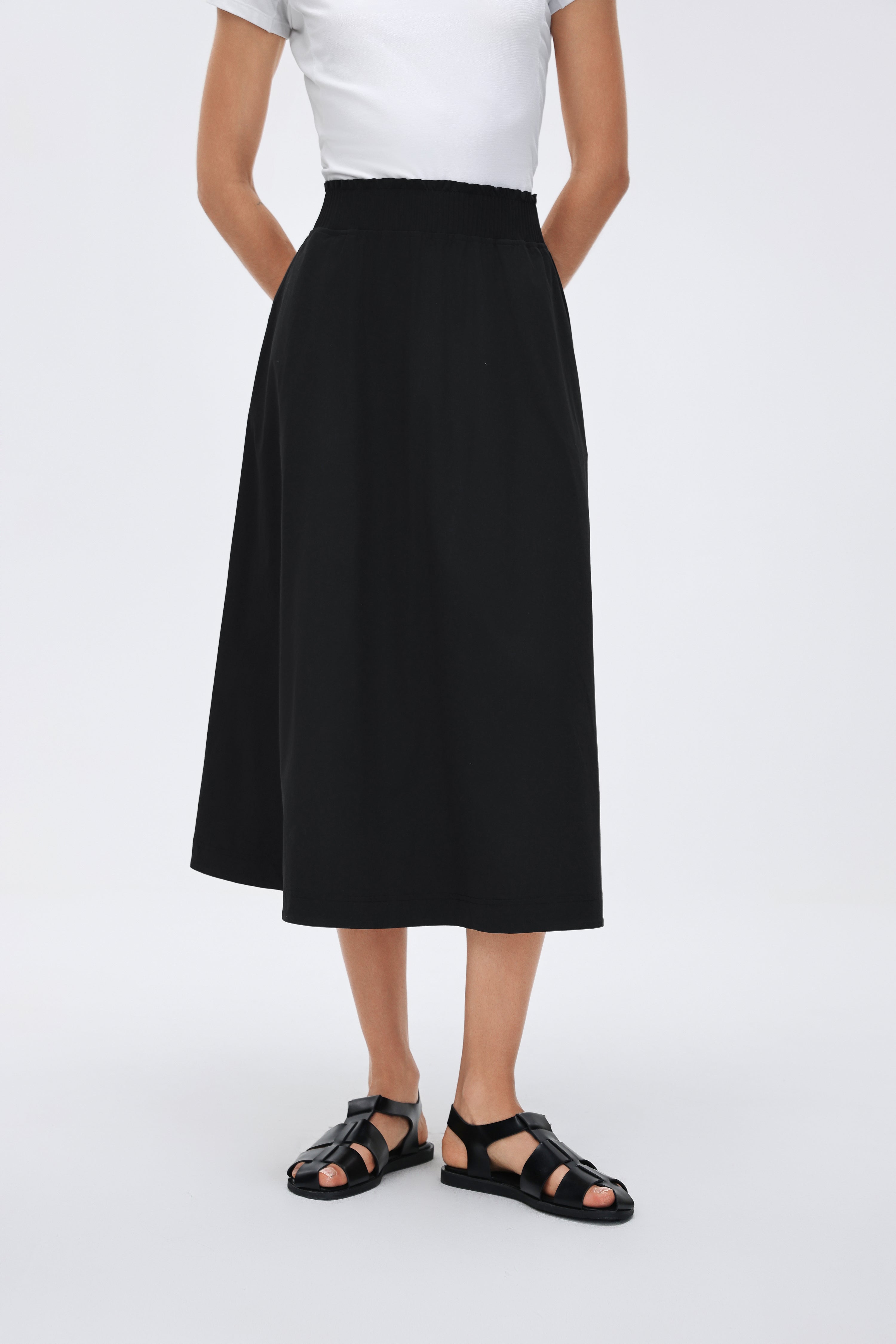 Waist Pleated Midi Skirt