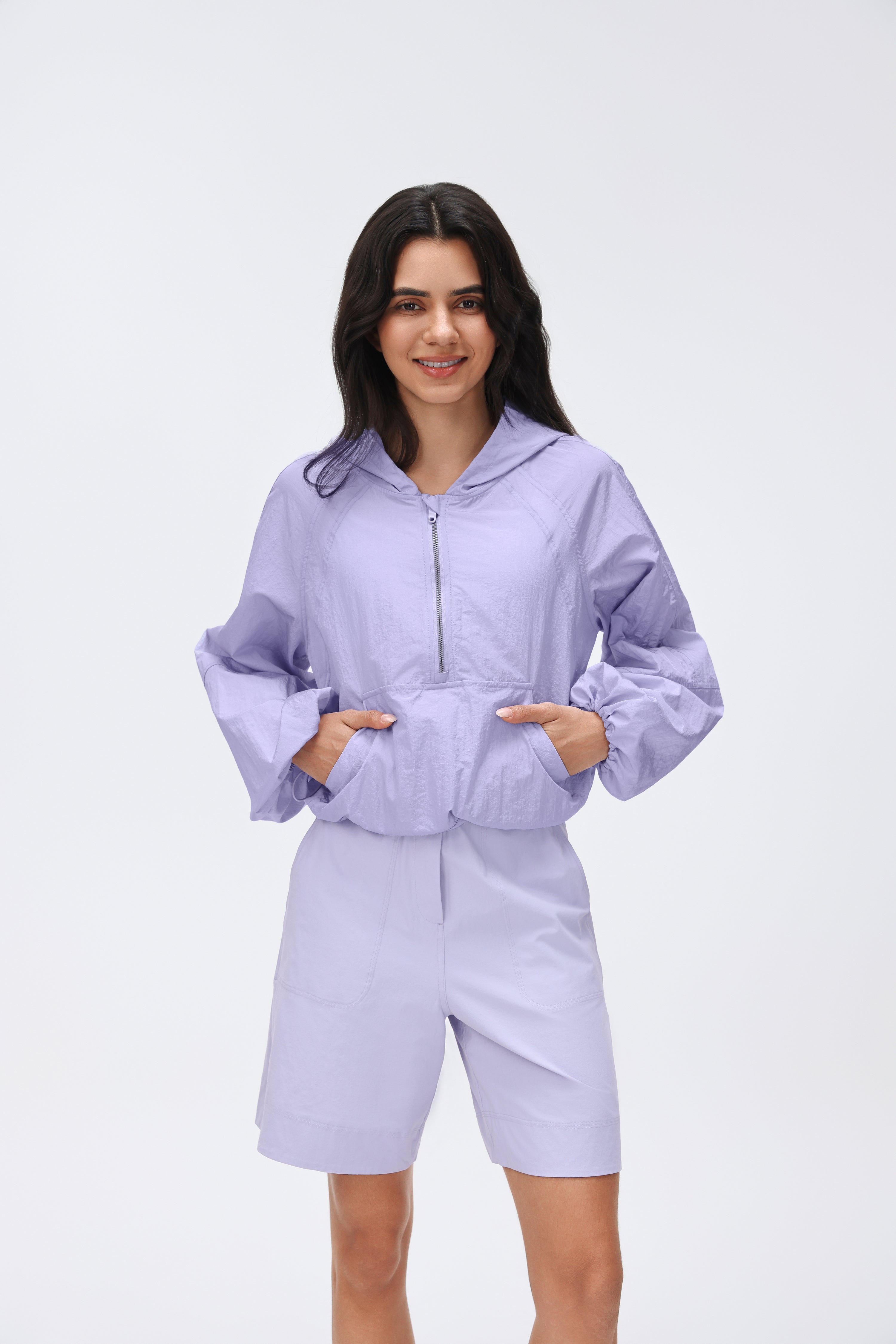 Lightweight Hooded Jacket Half-placket/Breathable/Sun Protection