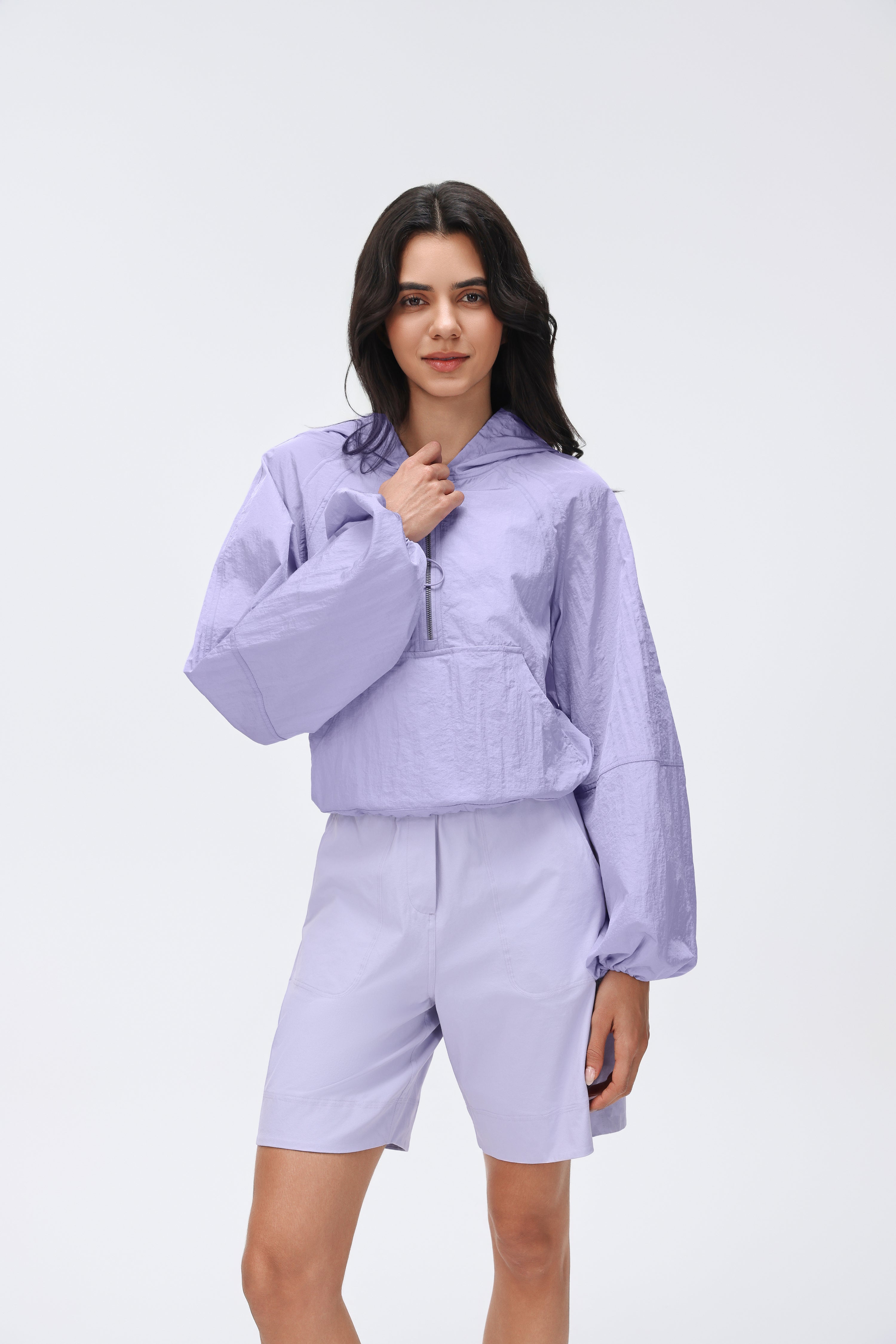 Lightweight Hooded Jacket Half-placket/Breathable/Sun Protection