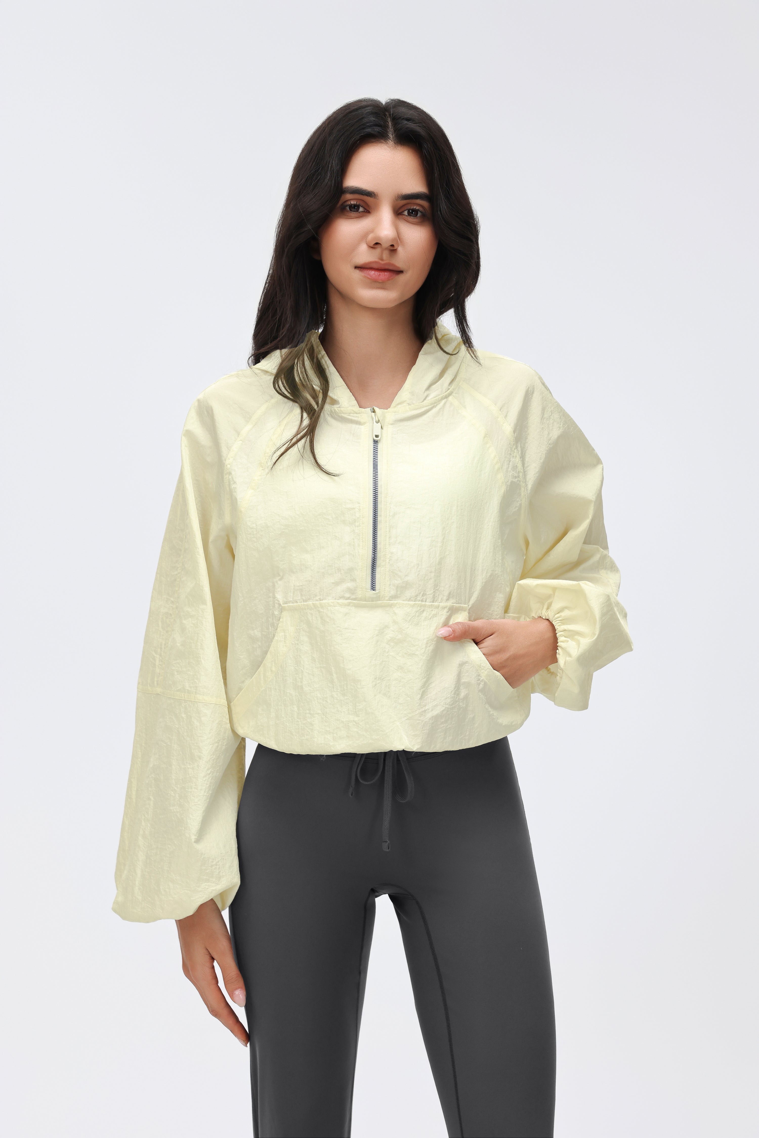 Lightweight Hooded Jacket Half-placket/Breathable/Sun Protection
