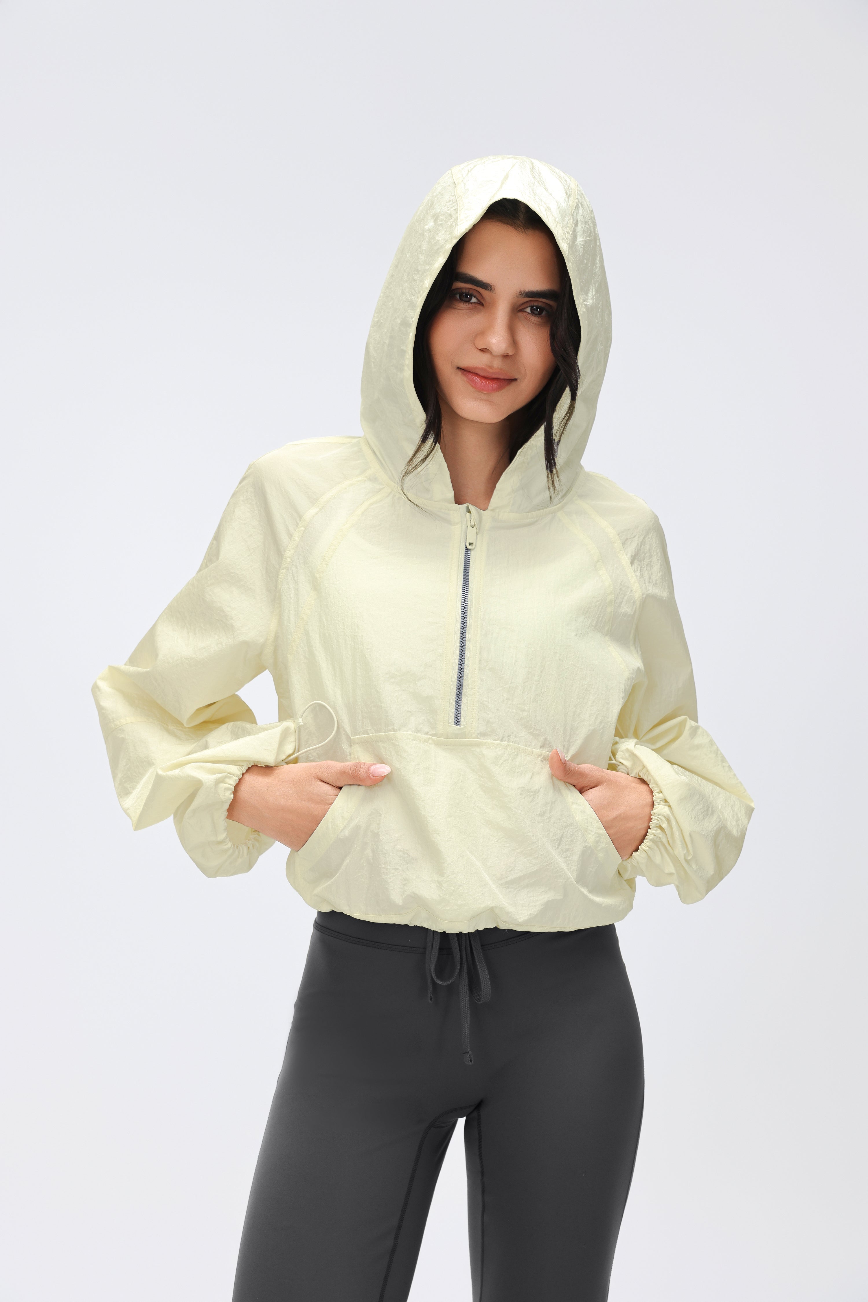 Lightweight Hooded Jacket Half-placket/Breathable/Sun Protection