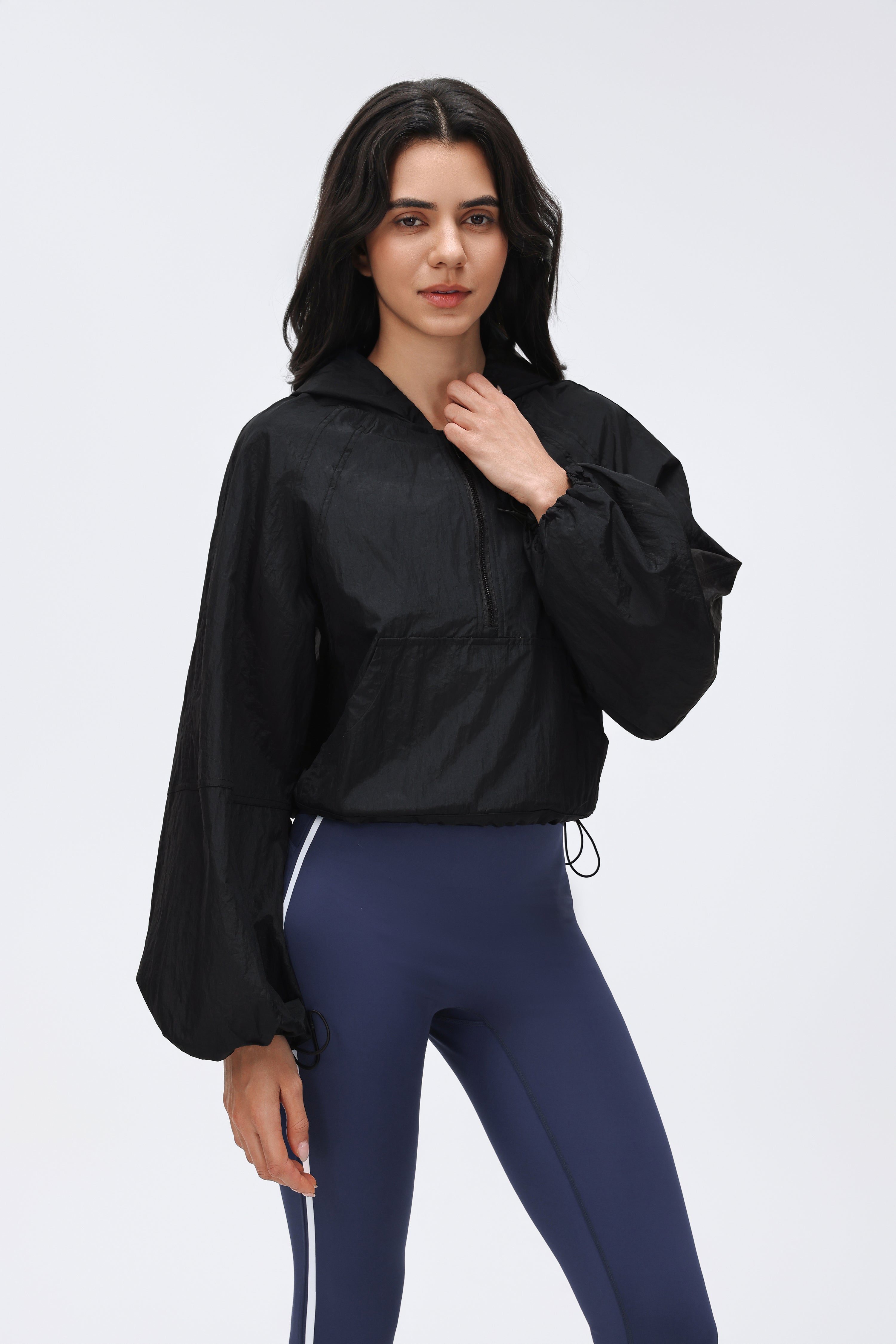 Lightweight Hooded Jacket Half-placket/Breathable/Sun Protection