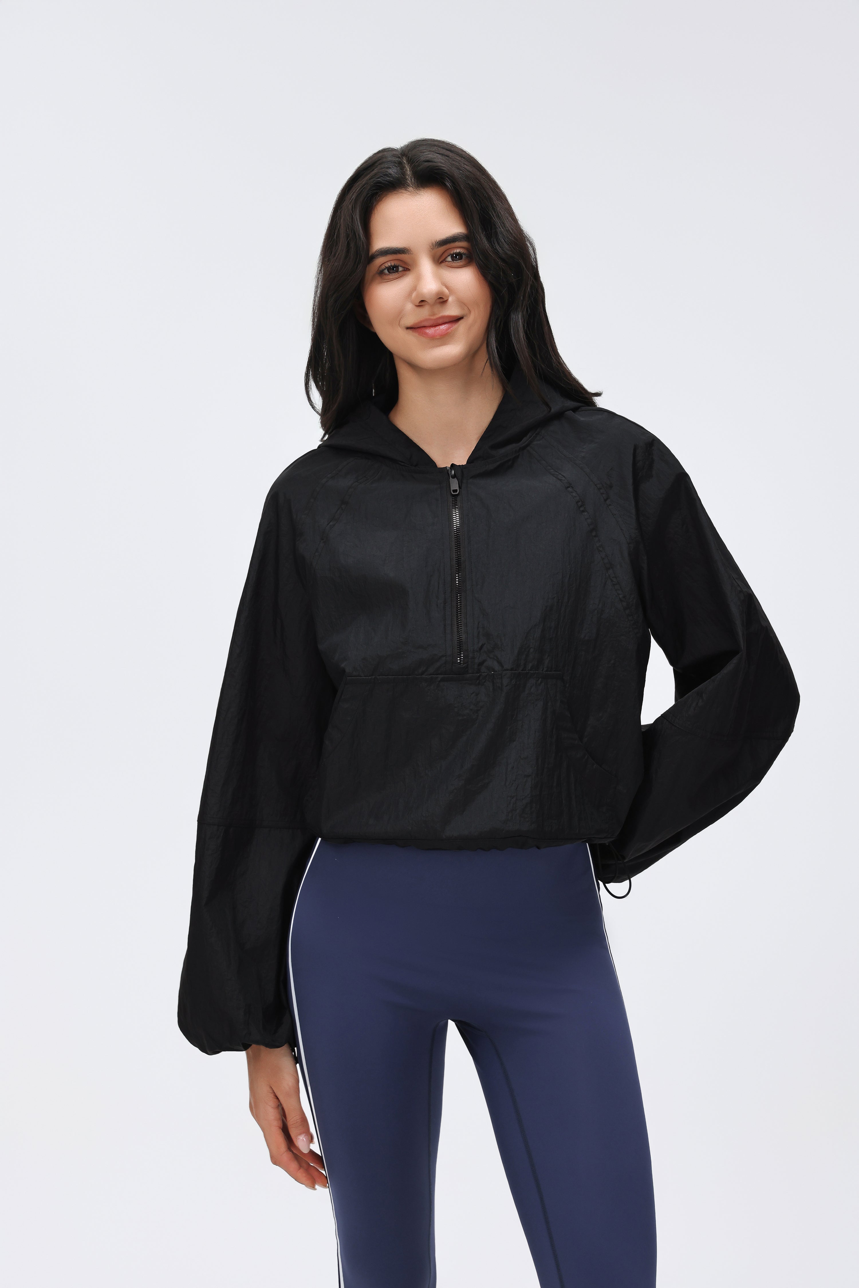 Lightweight Hooded Jacket Half-placket/Breathable/Sun Protection