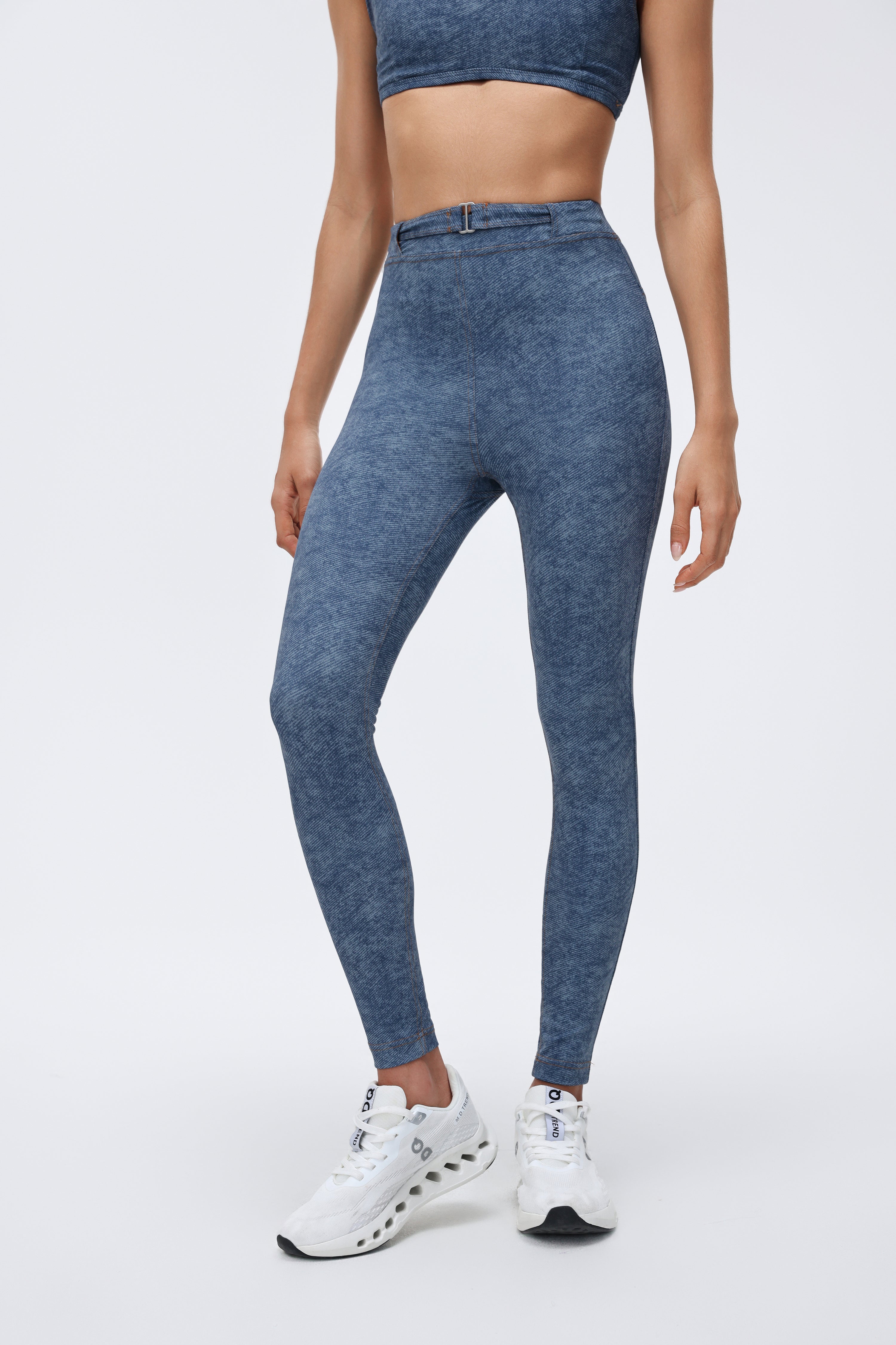 Tight Ultra High-waist Crop Pants Denim-style Print