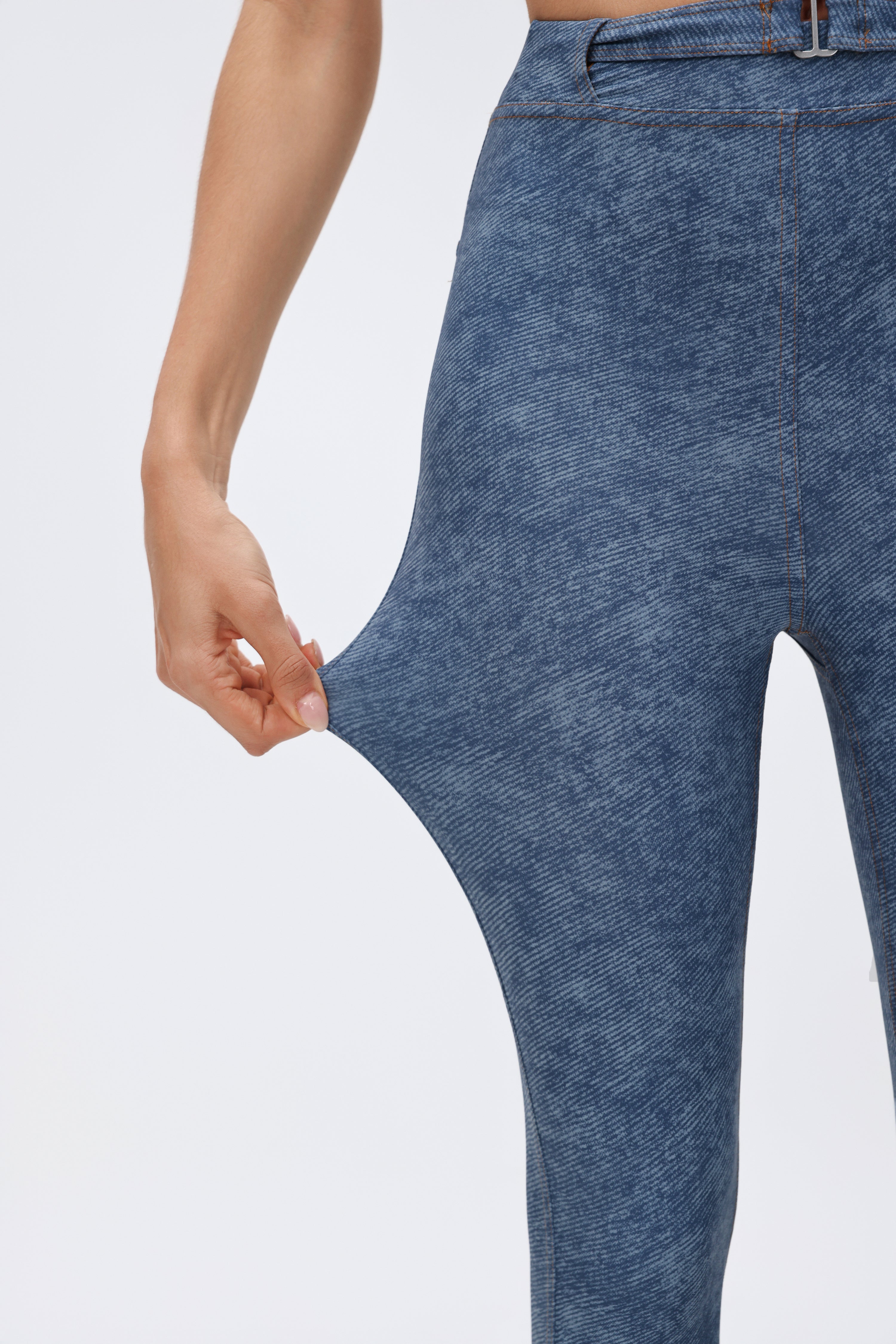 Tight Ultra High-waist Crop Pants Denim-style Print