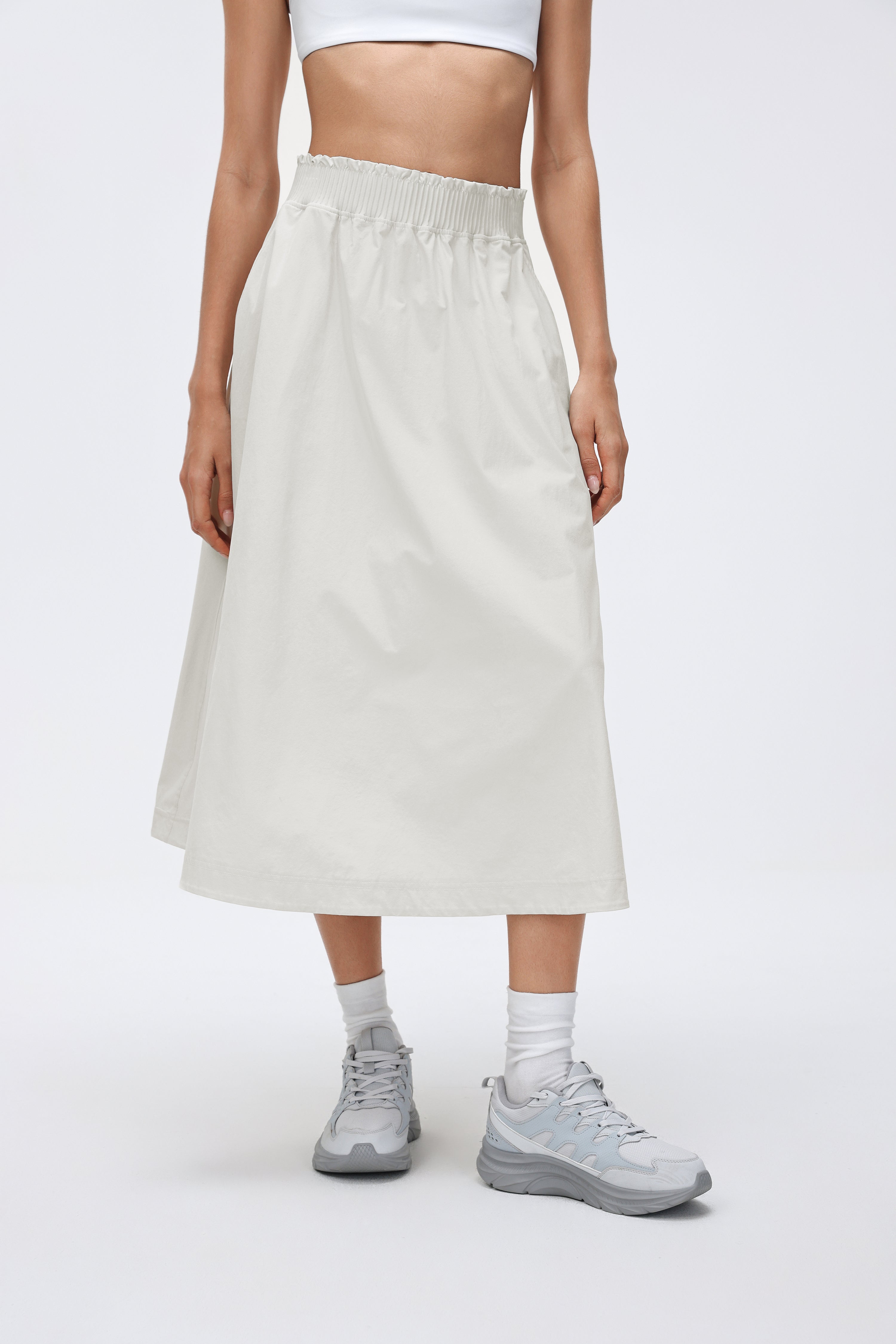 Waist Pleated Midi Skirt