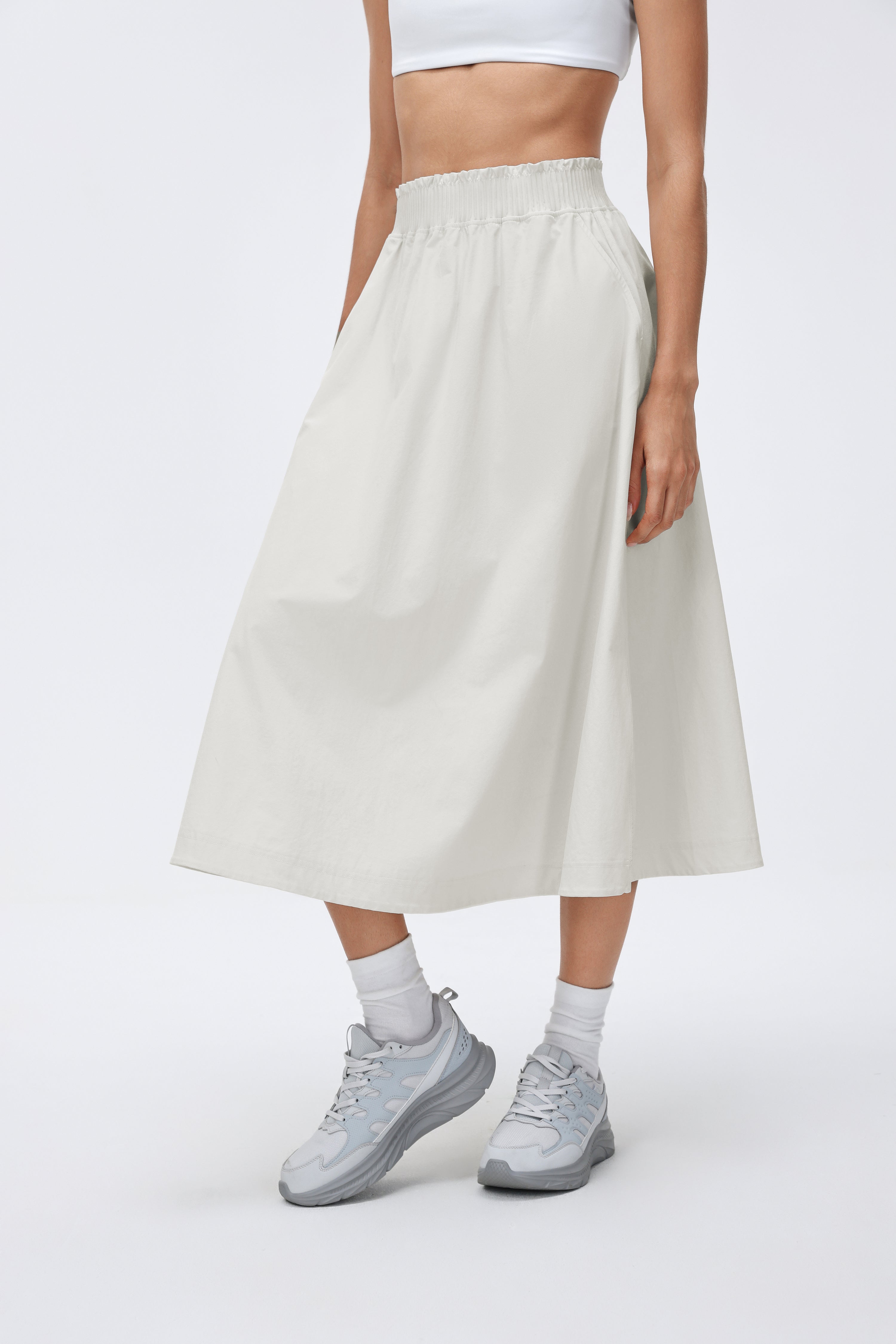 Waist Pleated Midi Skirt
