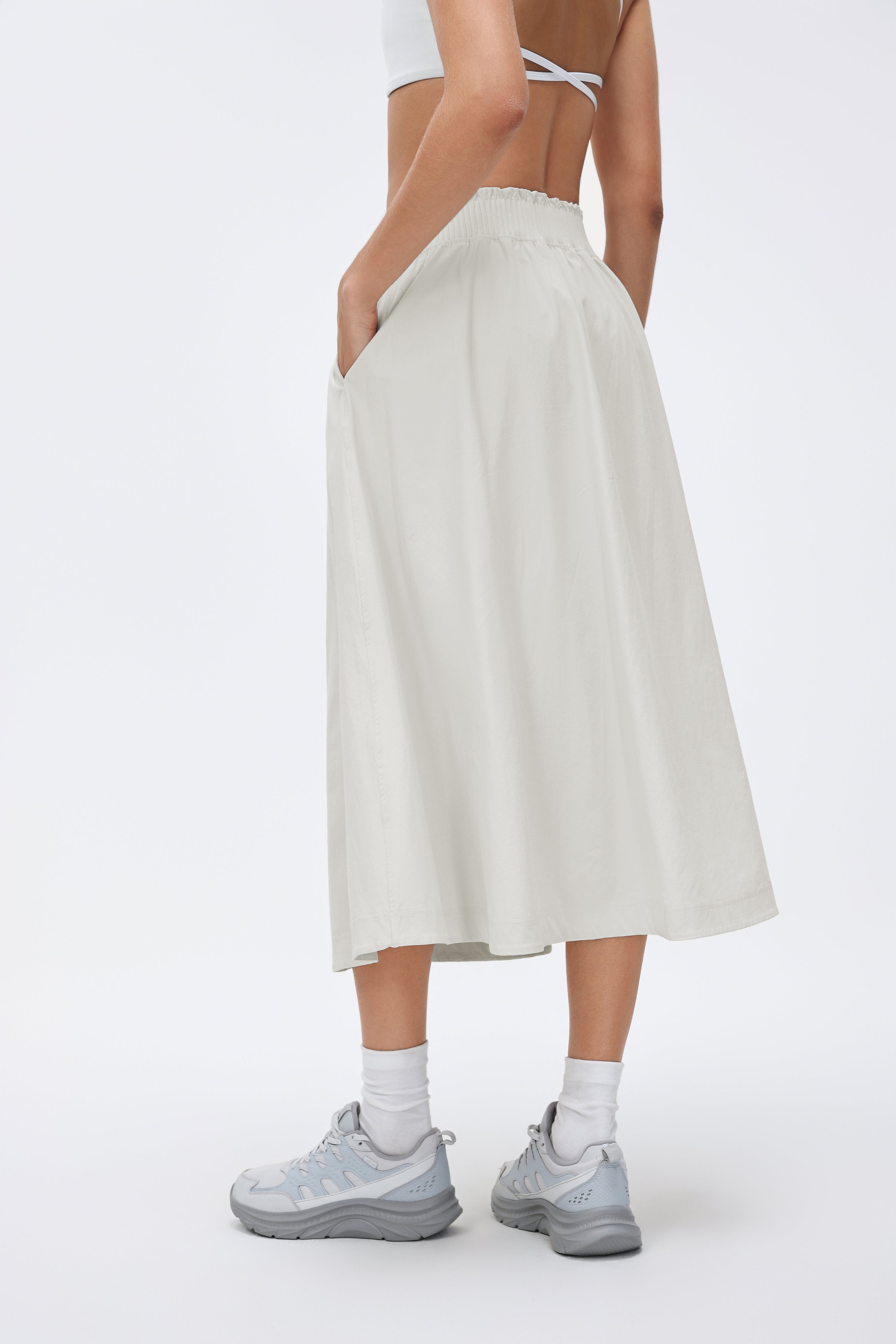 Waist Pleated Midi Skirt