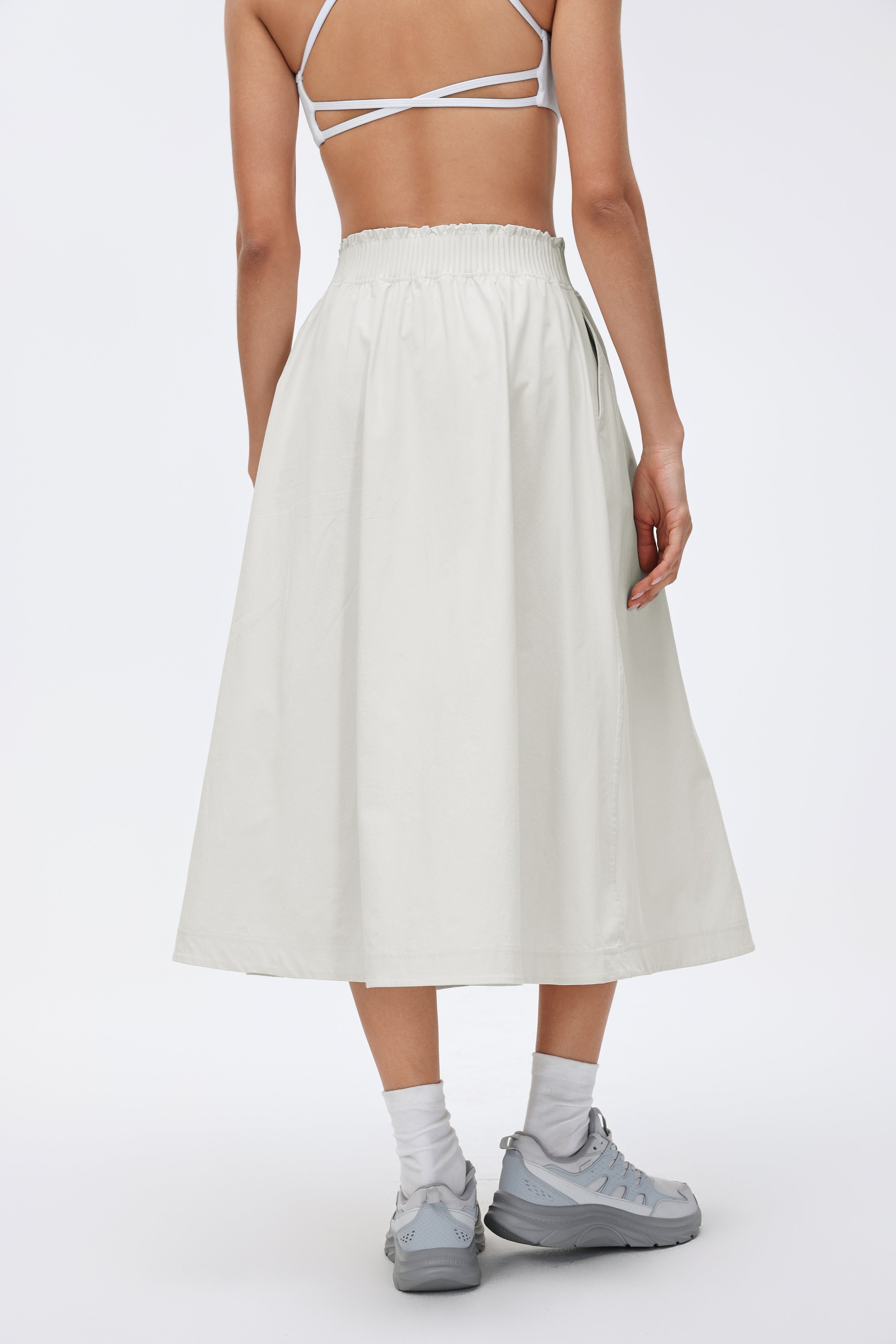Waist Pleated Midi Skirt