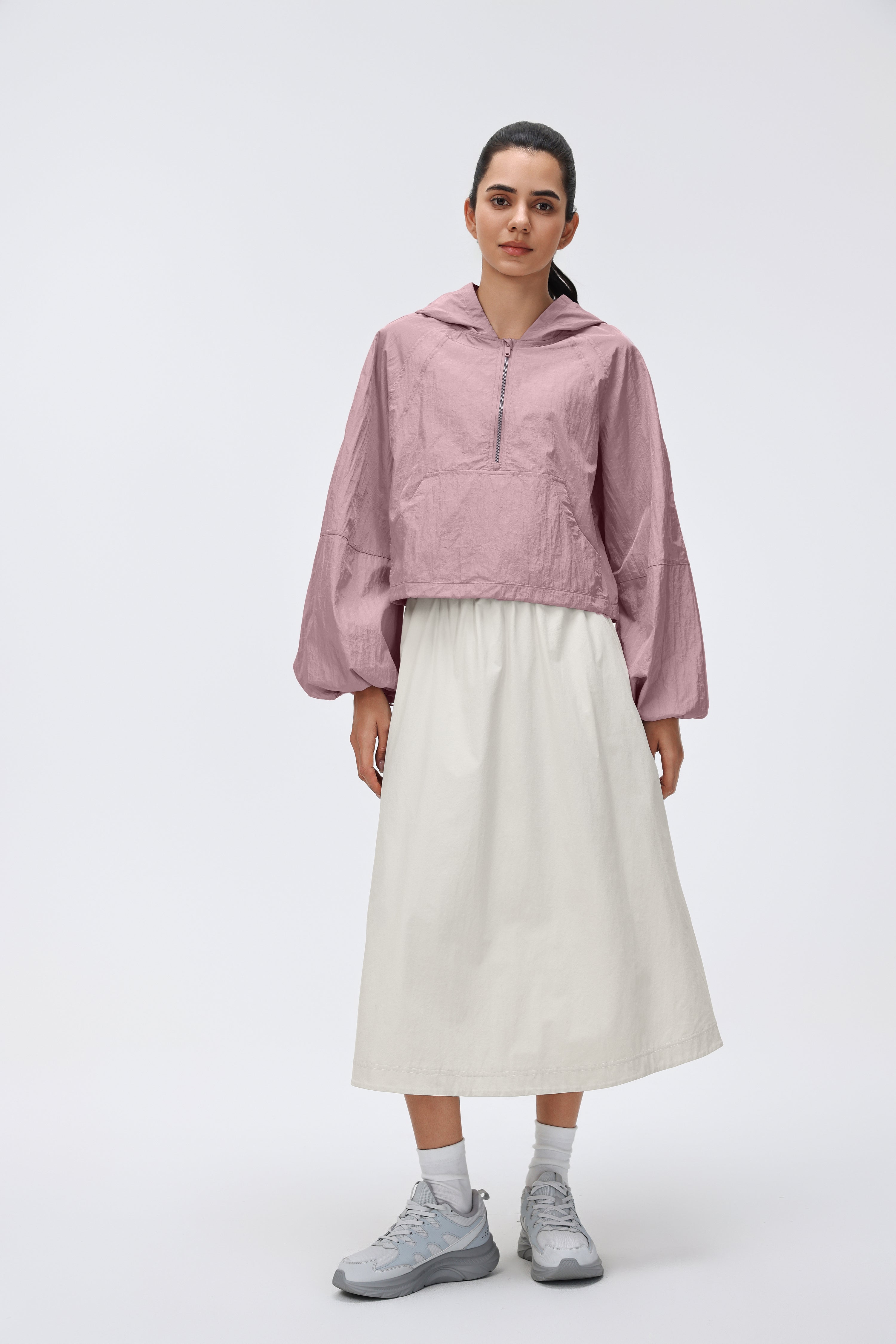 Lightweight Hooded Jacket Half-placket/Breathable/Sun Protection