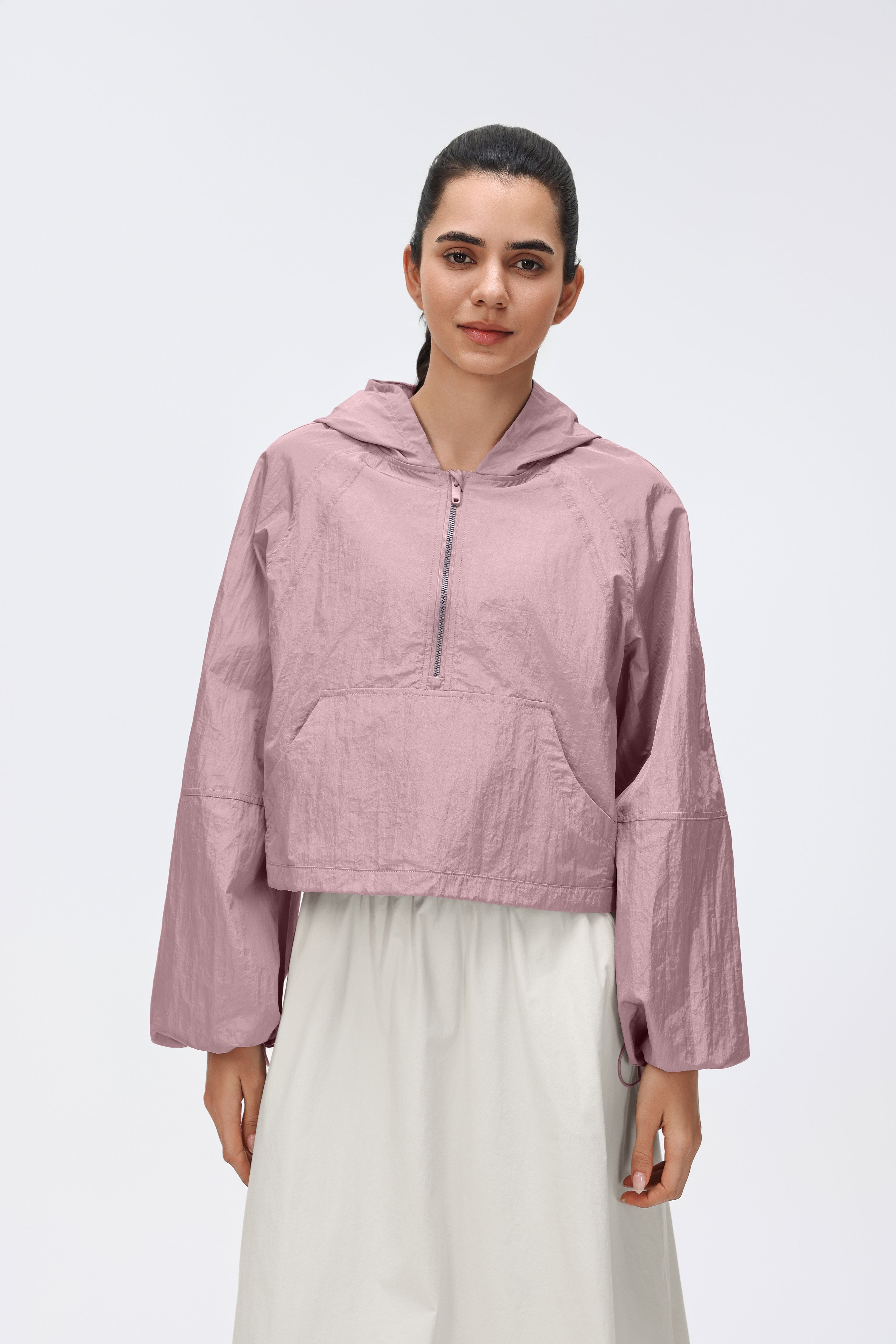 Lightweight Hooded Jacket Half-placket/Breathable/Sun Protection