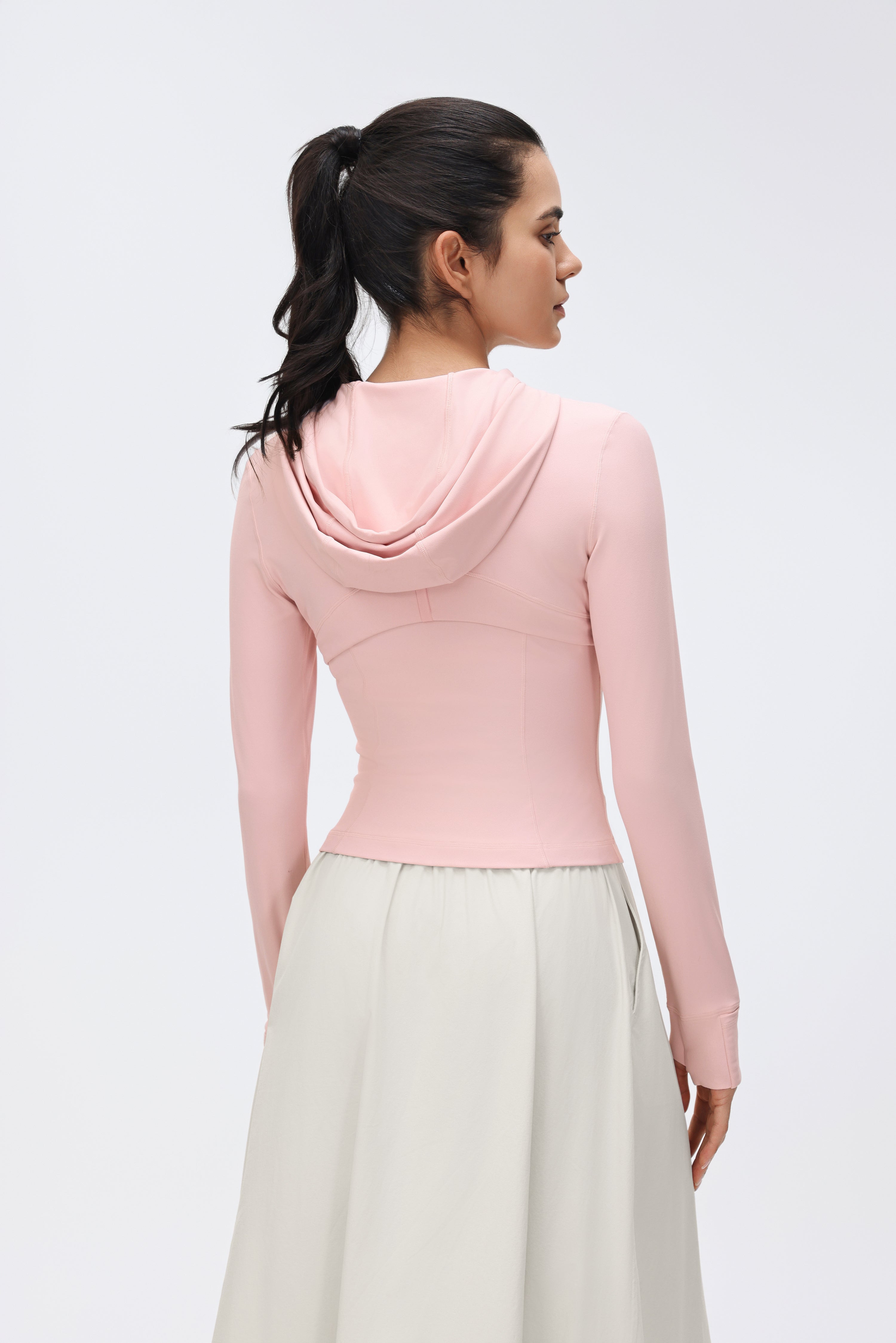 Women's DF Slim-fit Jacket Hooded/Cardigan Color-matched Zipper