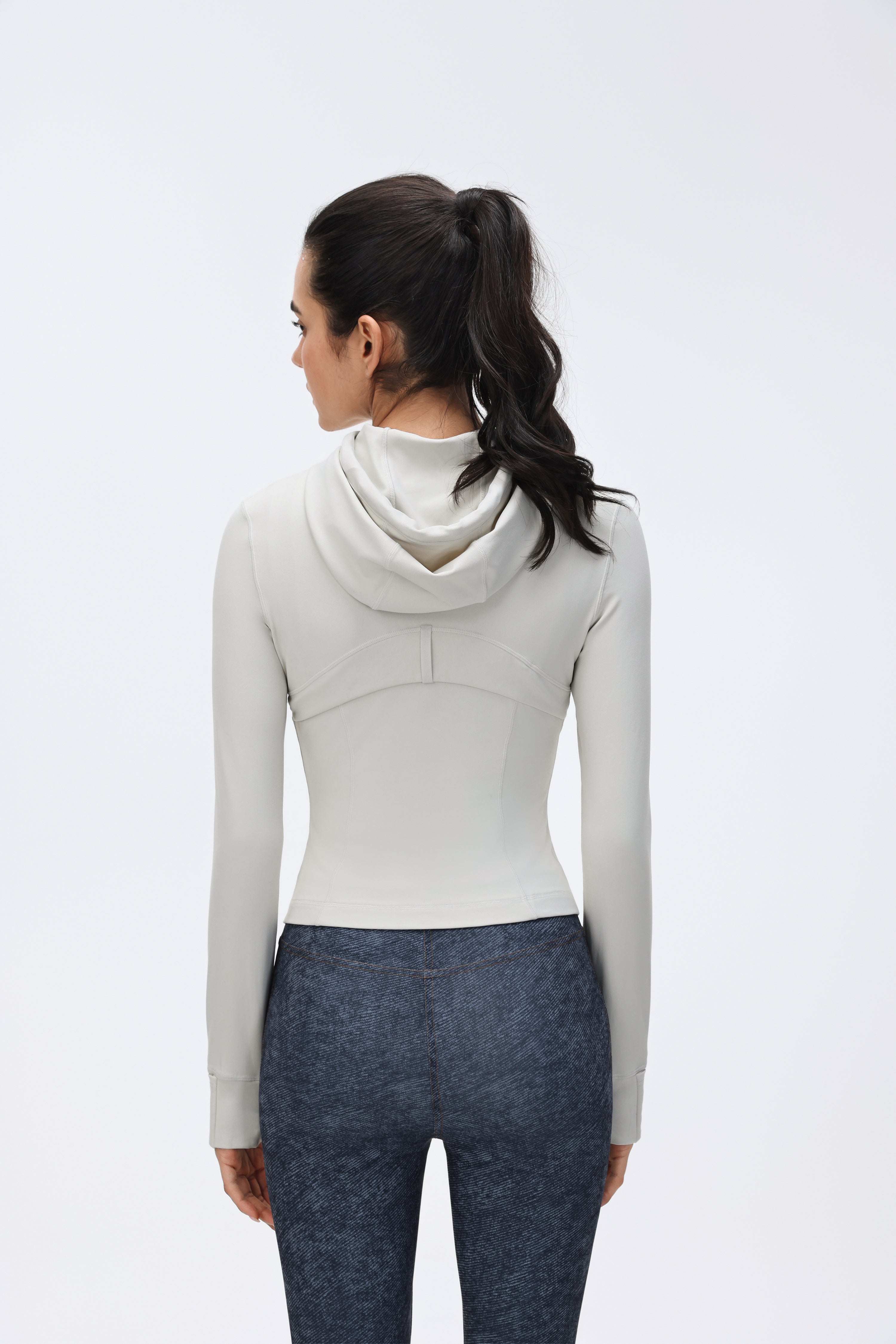 Women's DF Slim-fit Jacket Hooded/Cardigan Color-matched Zipper