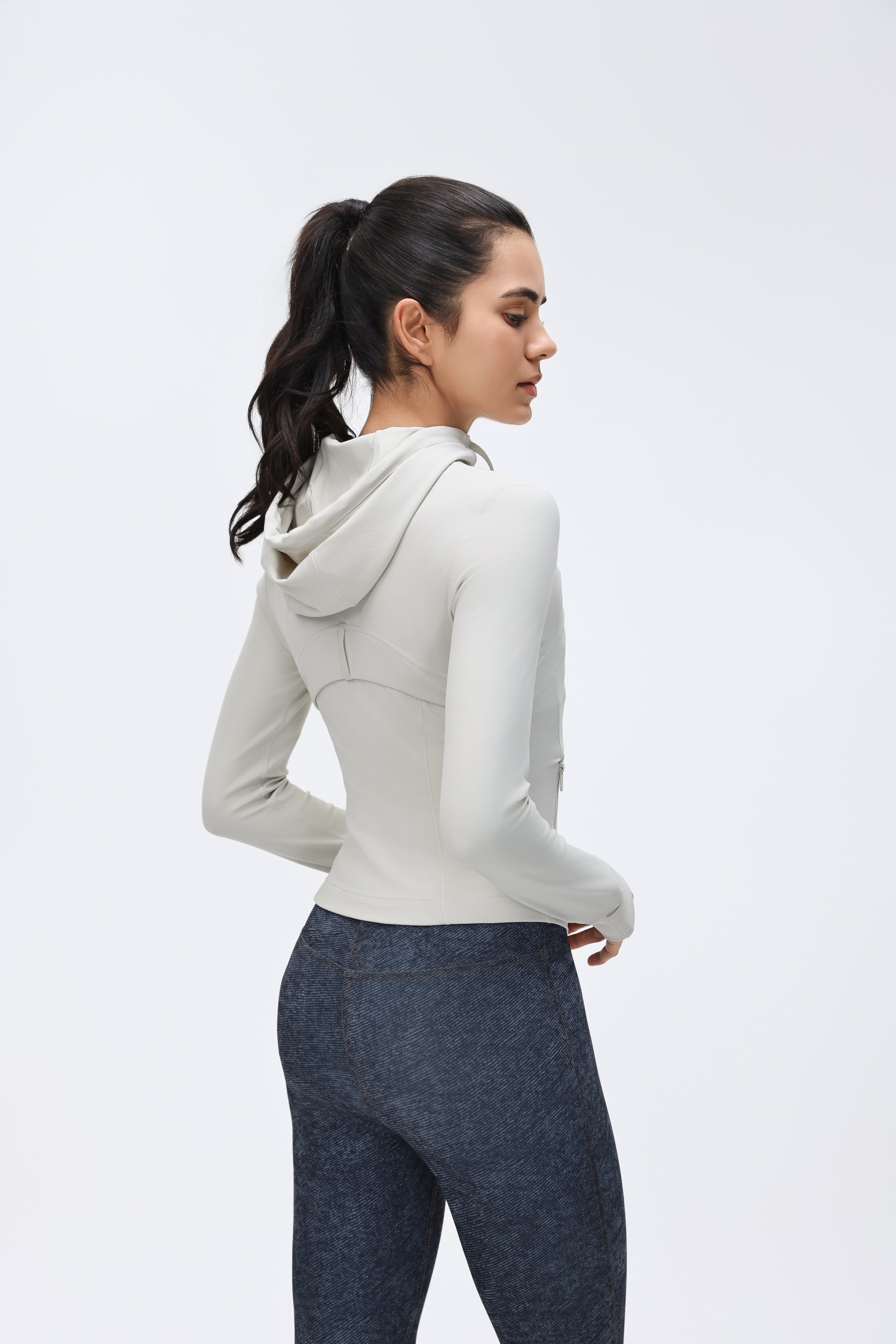 Women's DF Slim-fit Jacket Hooded/Cardigan Color-matched Zipper