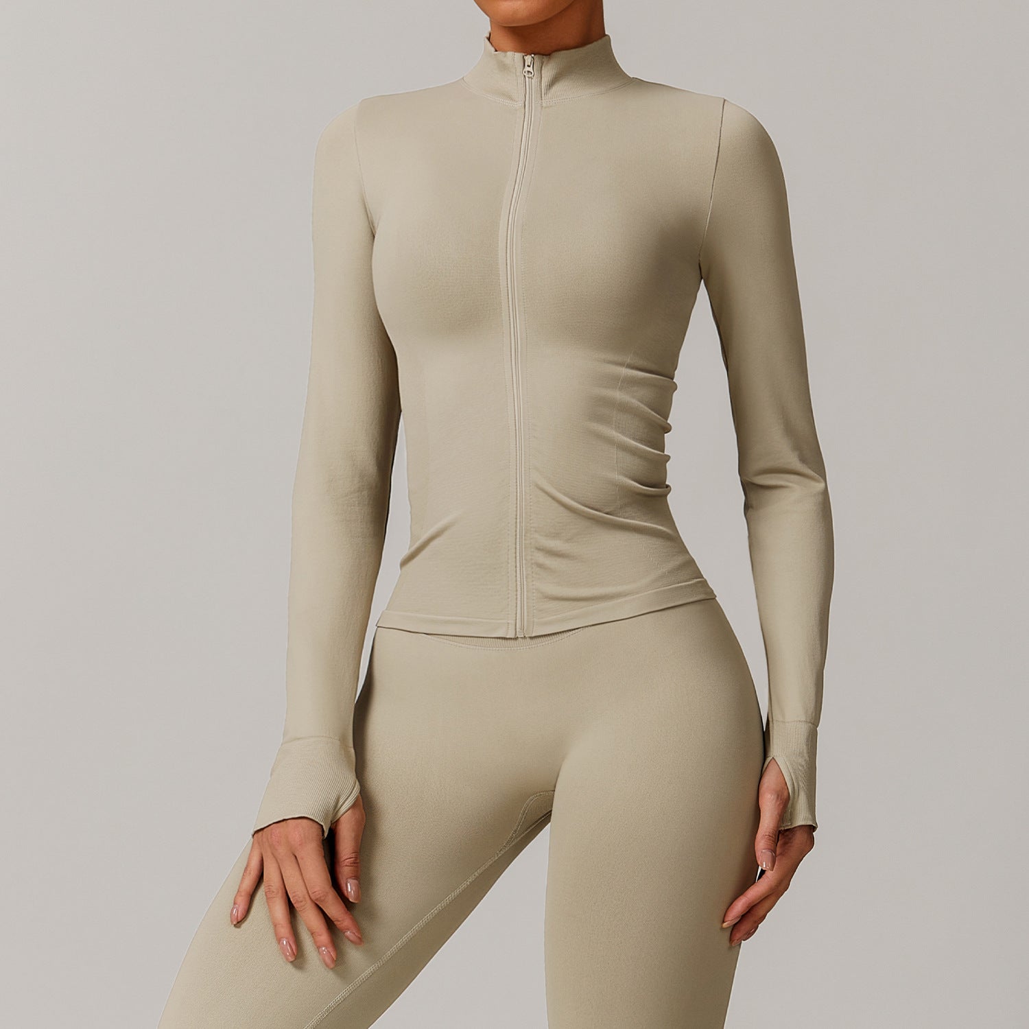 Women’s Seamless Stand Collar Zip-Up Sports Jacket