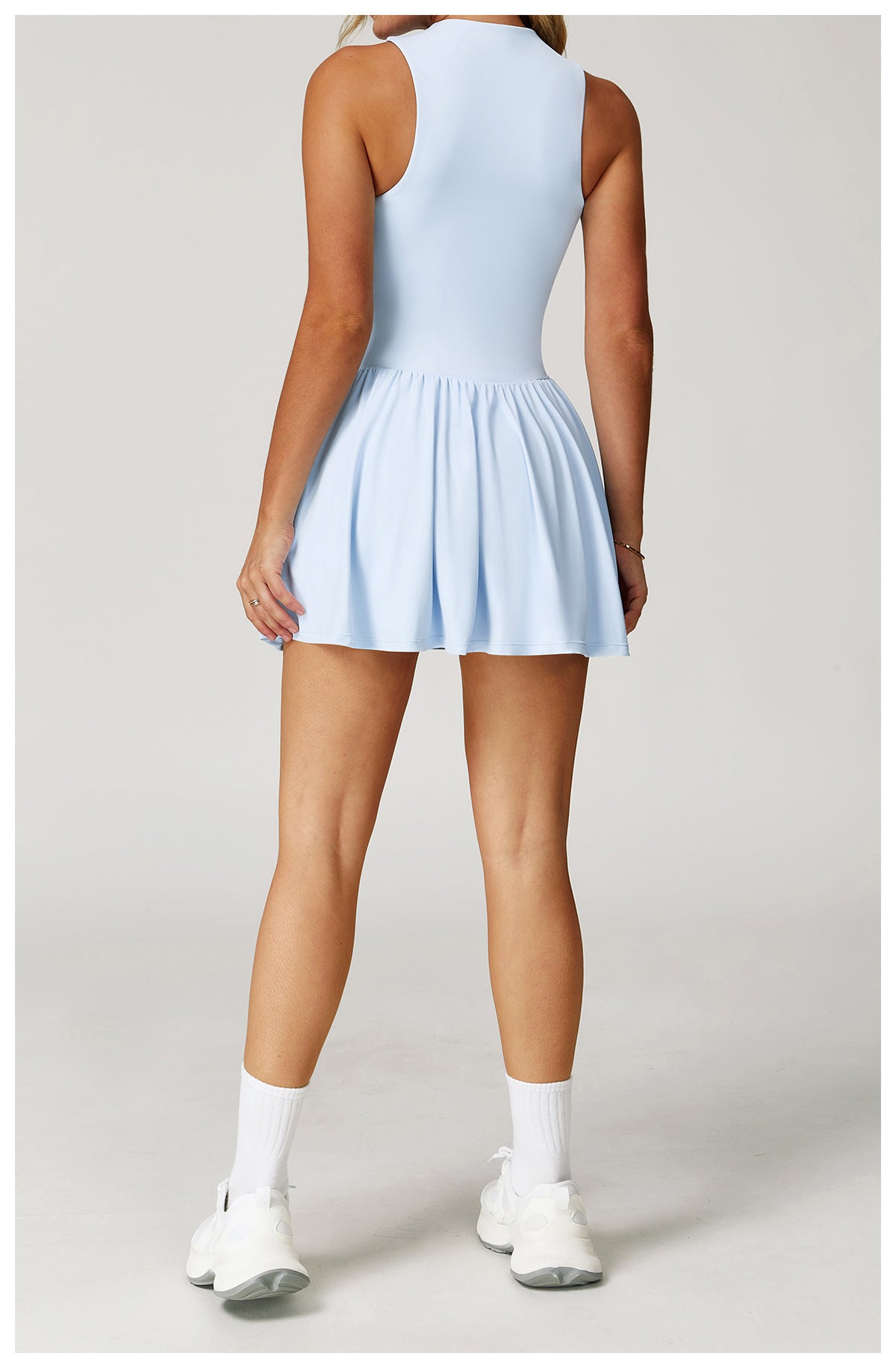 Women’s Built-In Shorts Sleeveless Tennis Dress with A-Line Skirt
