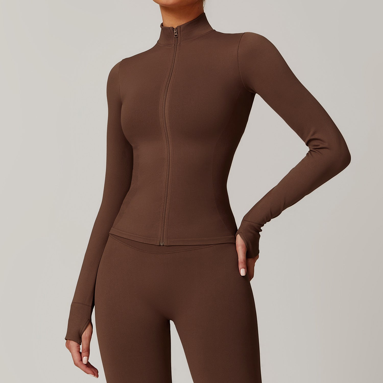Women’s Seamless Stand Collar Zip-Up Sports Jacket