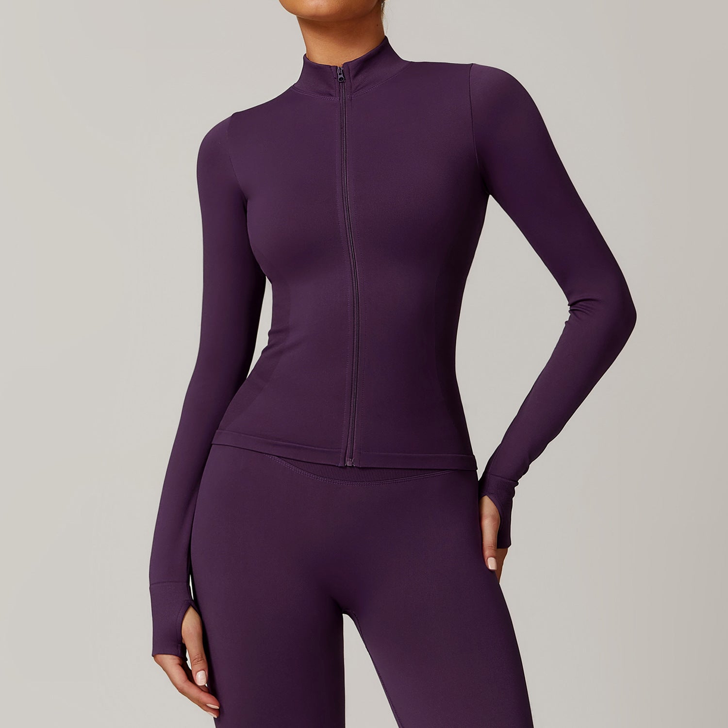 Women’s Seamless Stand Collar Zip-Up Sports Jacket