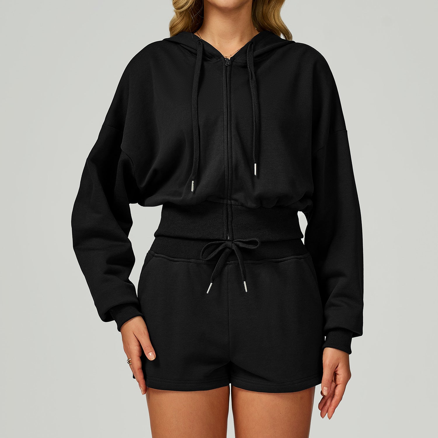 Women’s Cropped Zip-Up Hooded Sweatshirt
