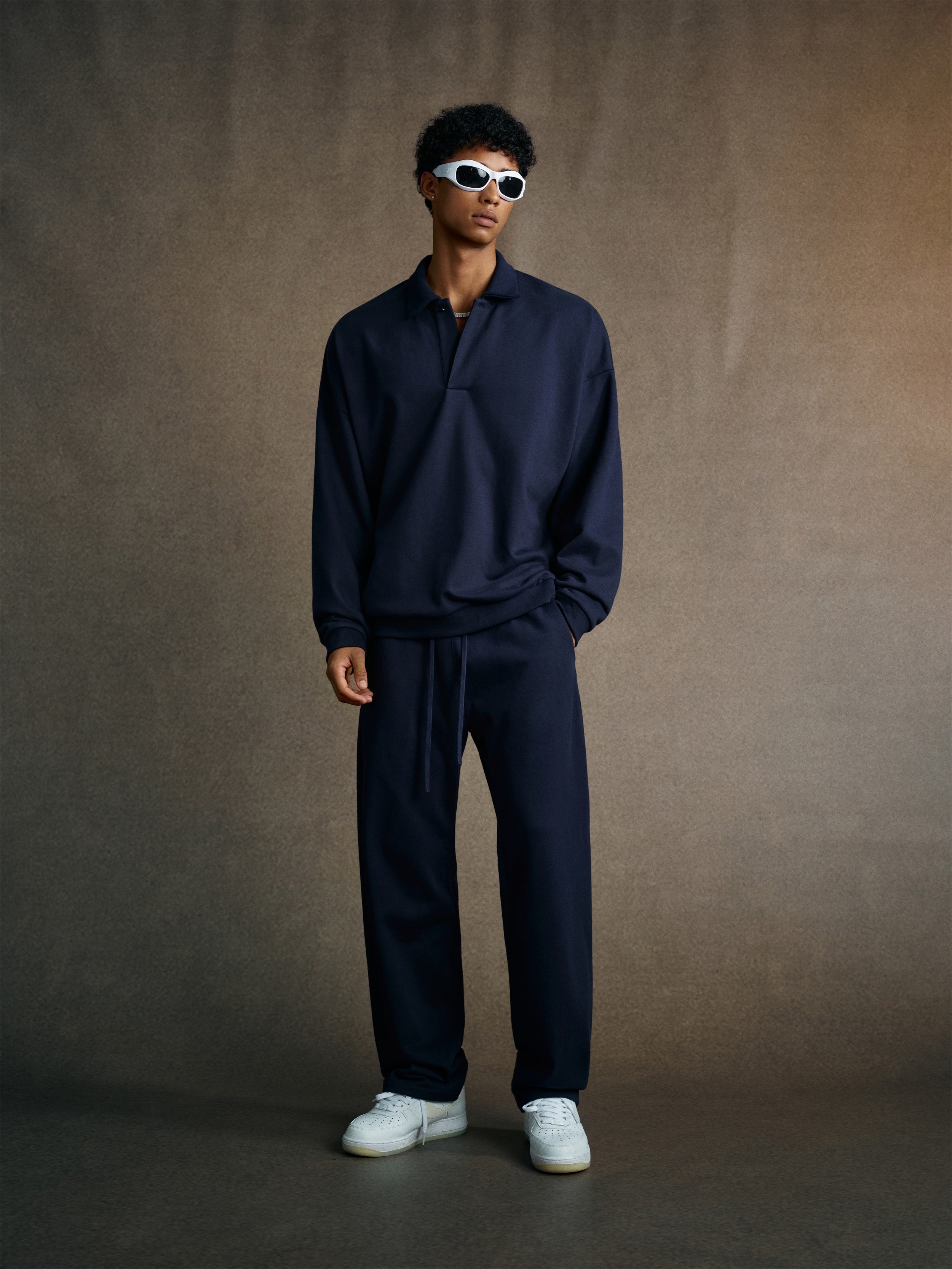 Men’s Heavyweight Fleece Oversized Polo Sweatshirt (445G)