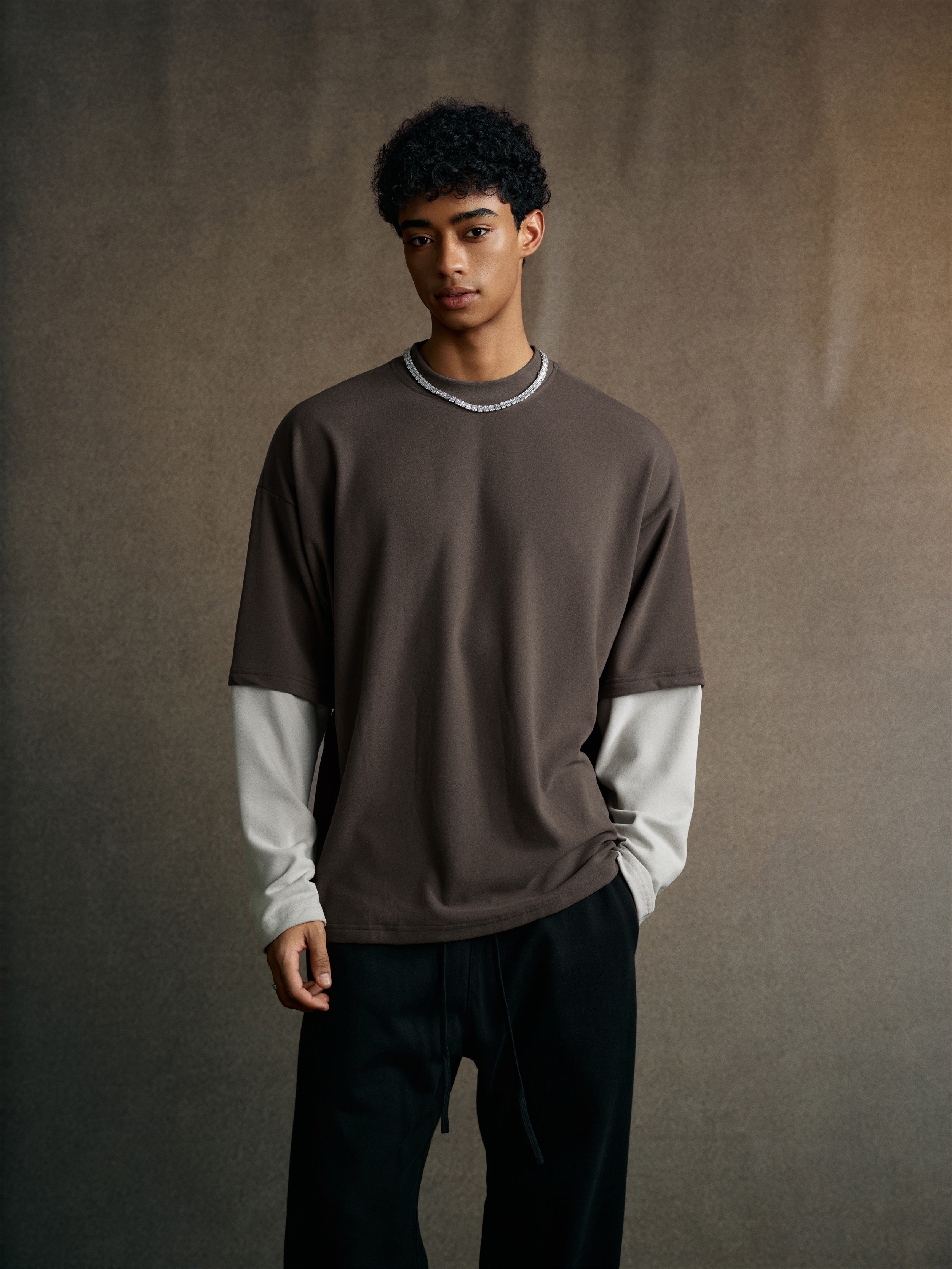 Men’s Layered Contrast Long Sleeve T-Shirt (320G)