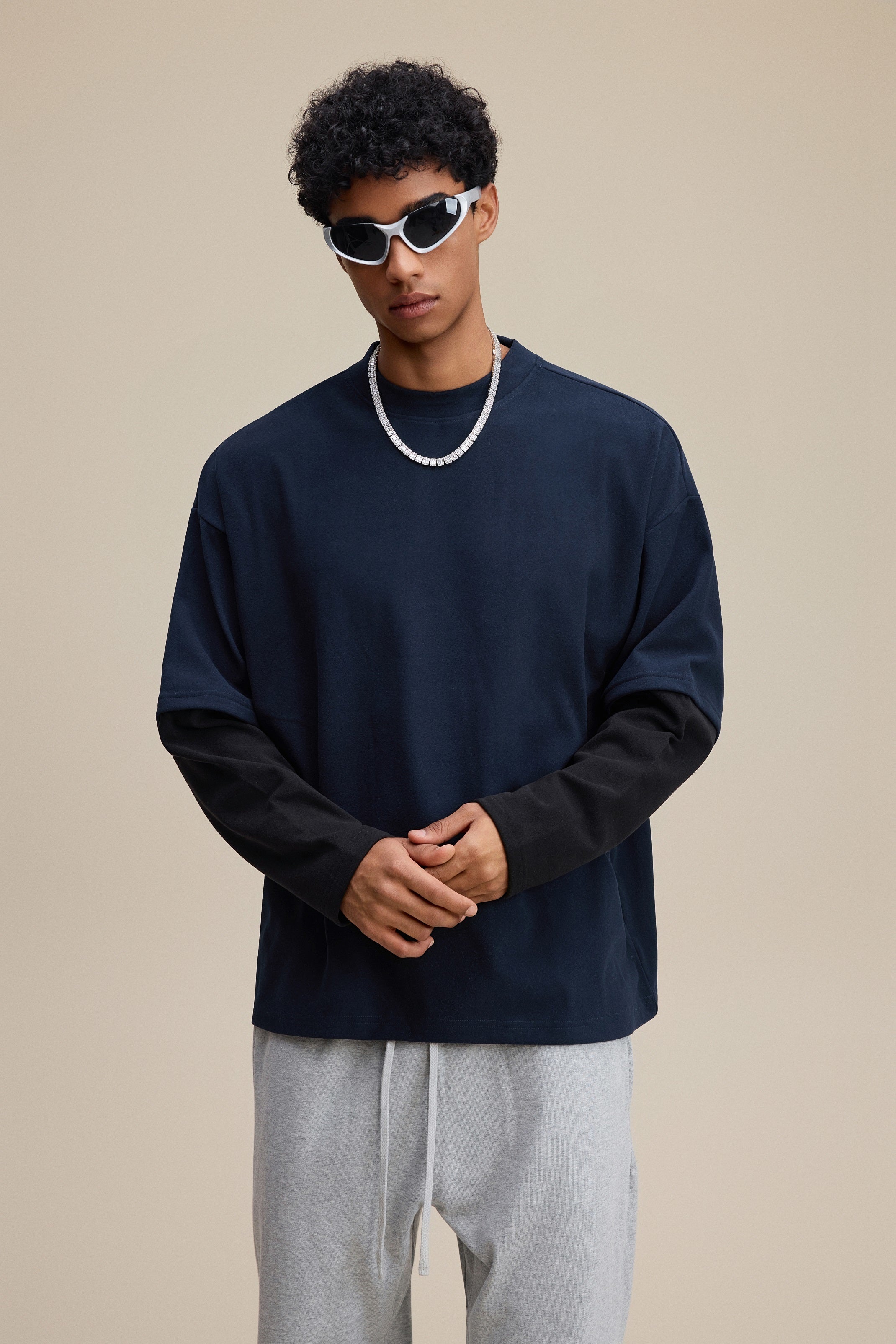 Men’s Layered Contrast Long Sleeve T-Shirt (320G)