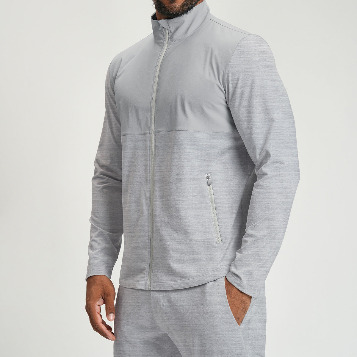 Men’s Color-Block Long Sleeve Zip-Up Sports Jacket
